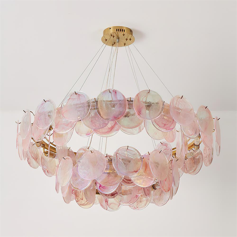 Loire Lustre Halo en Disques en Verre Rose Iridescent