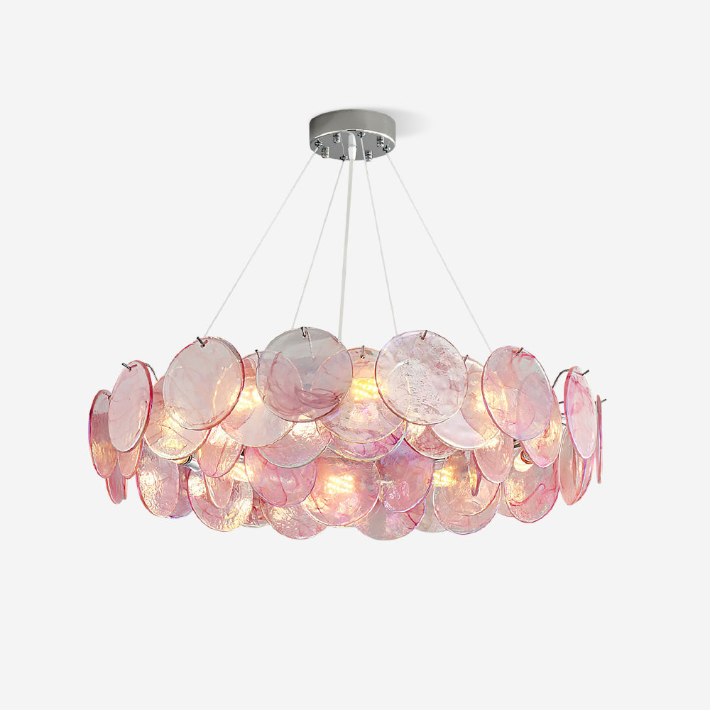Loire Lustre Halo en Disques en Verre Rose Iridescent