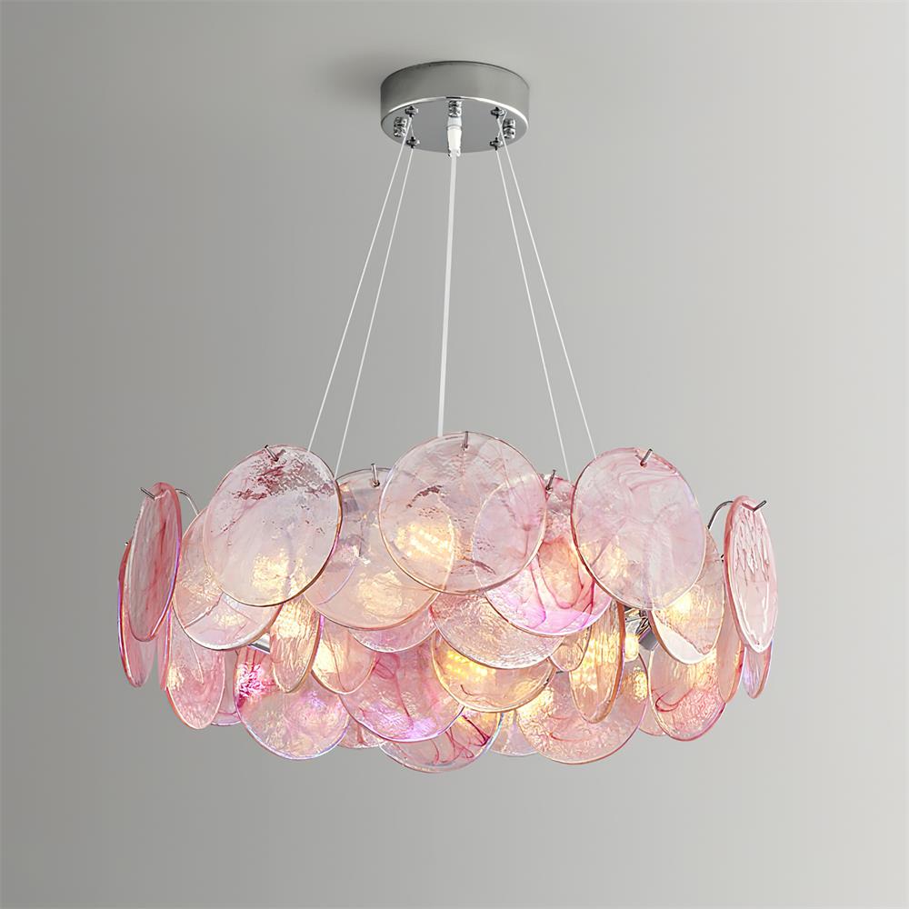 Loire Lustre Halo en Disques en Verre Rose Iridescent