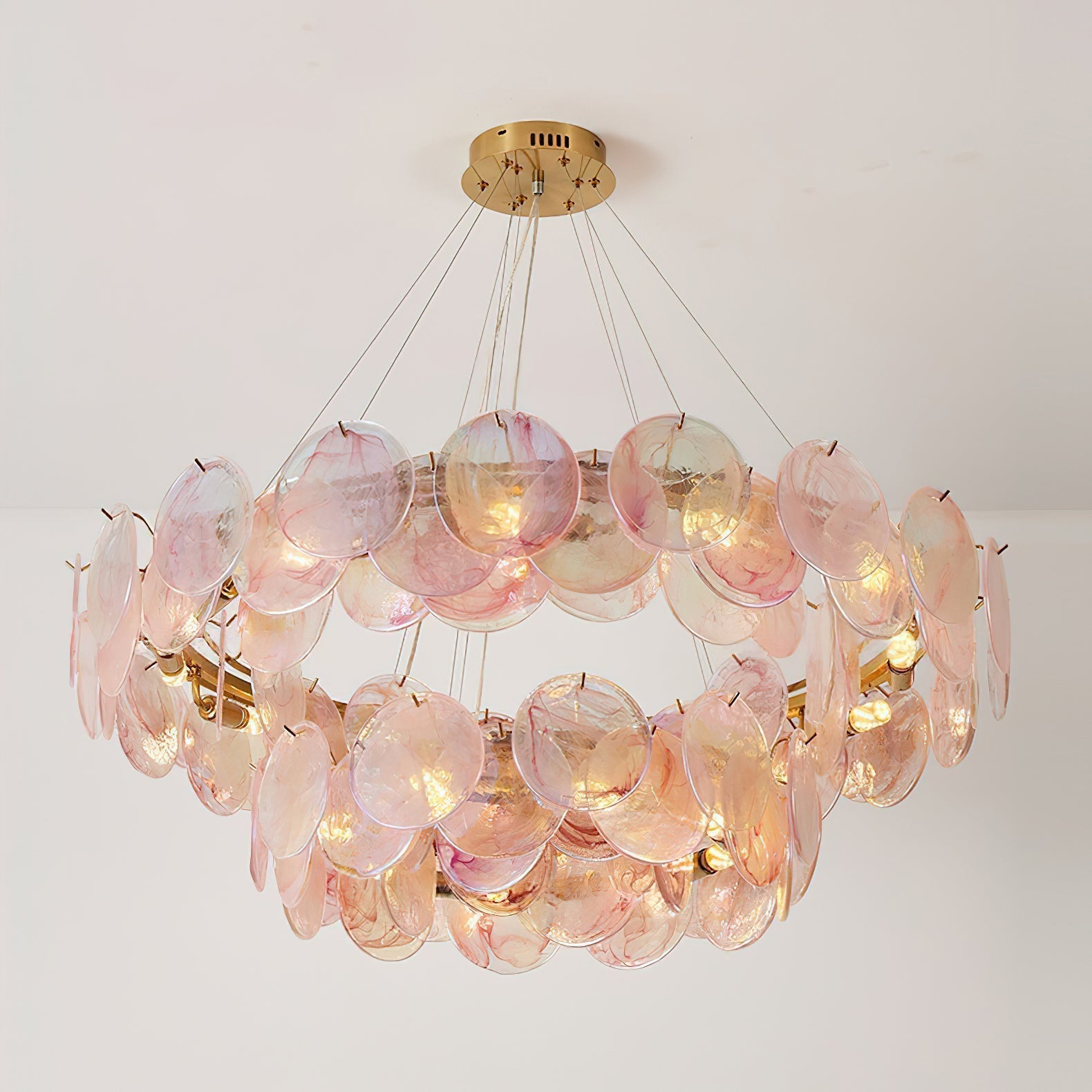 Loire Lustre Halo en Disques en Verre Rose Iridescent