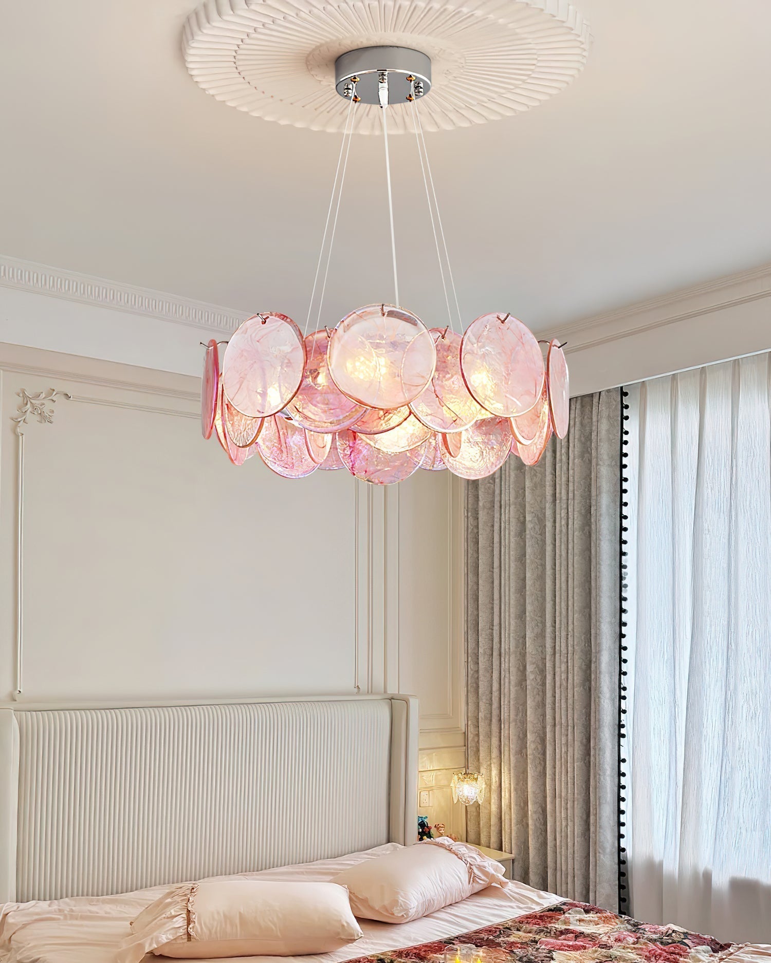 Loire Lustre Halo en Disques en Verre Rose Iridescent