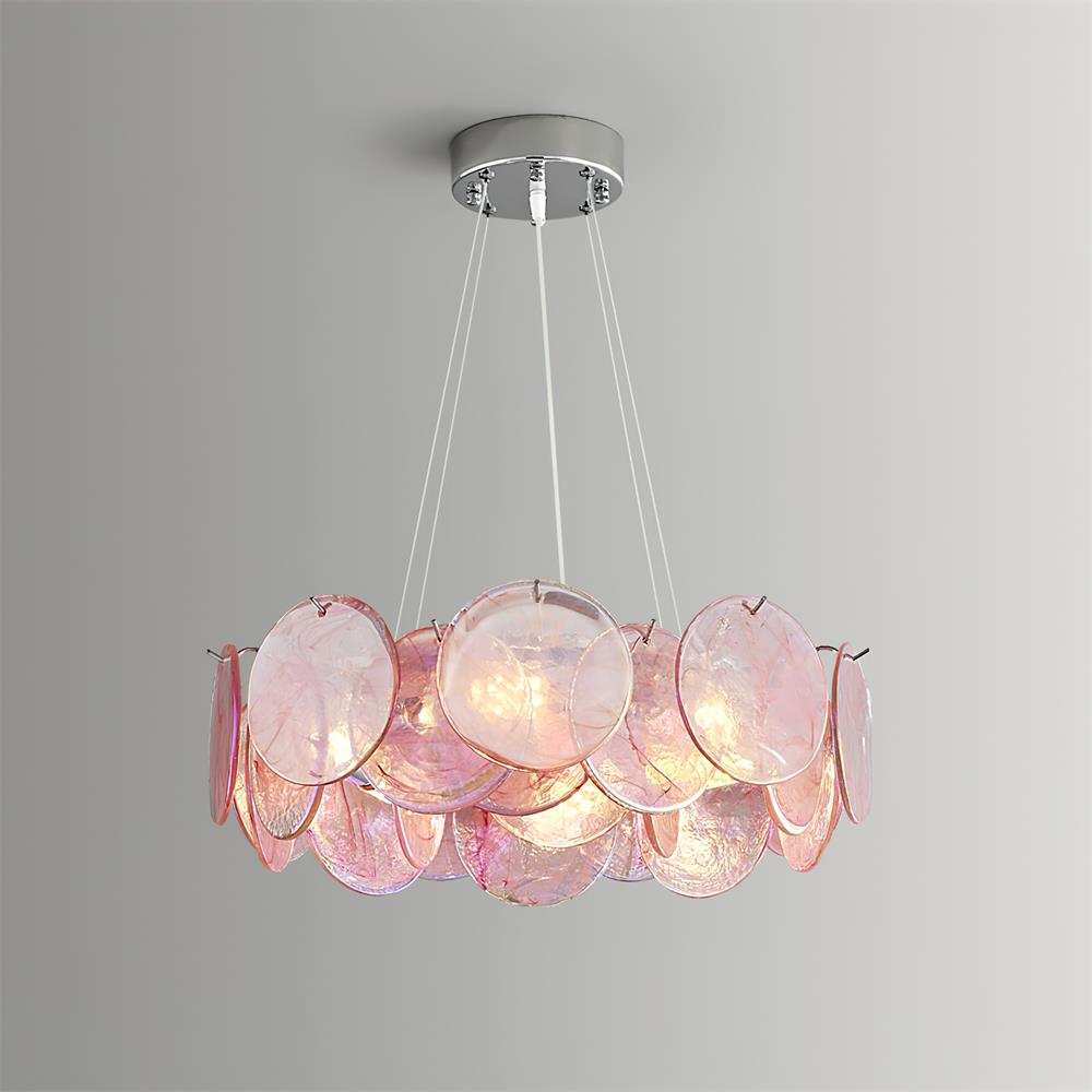 Loire Lustre Halo en Disques en Verre Rose Iridescent
