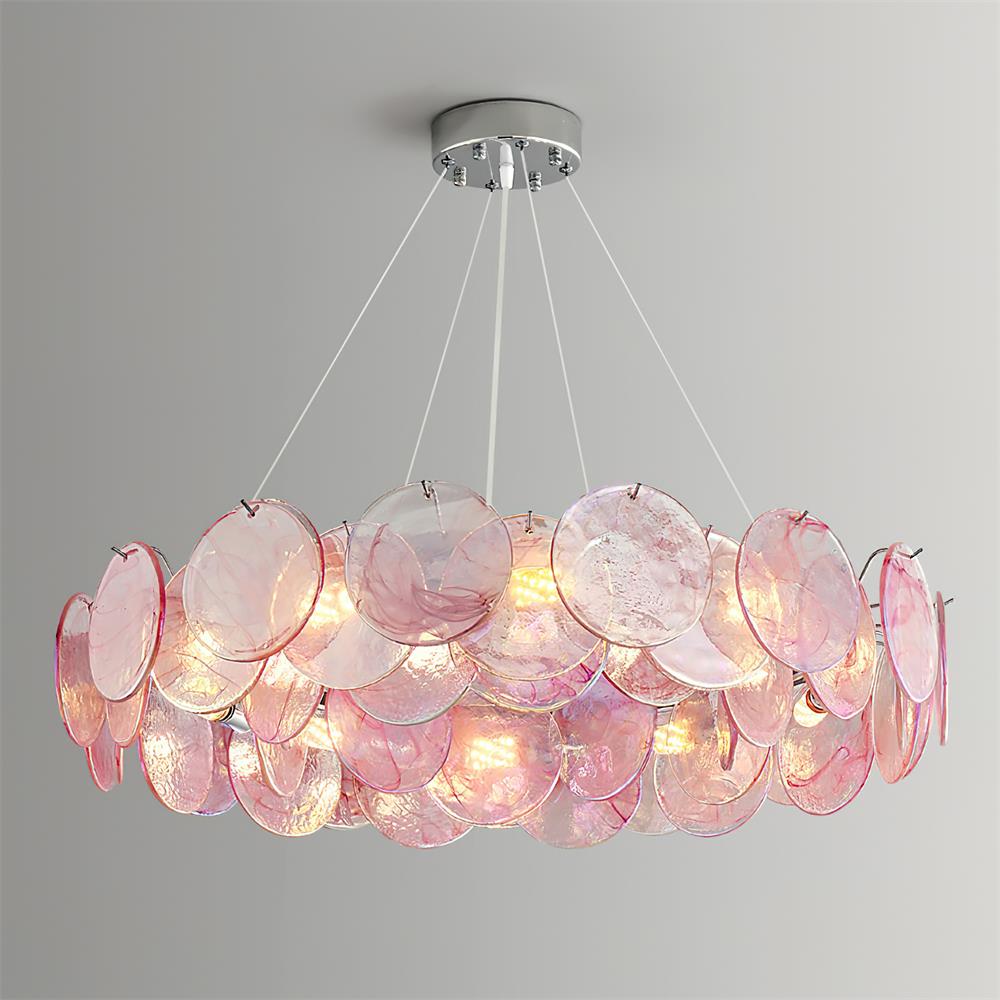 Loire Lustre Halo en Disques en Verre Rose Iridescent