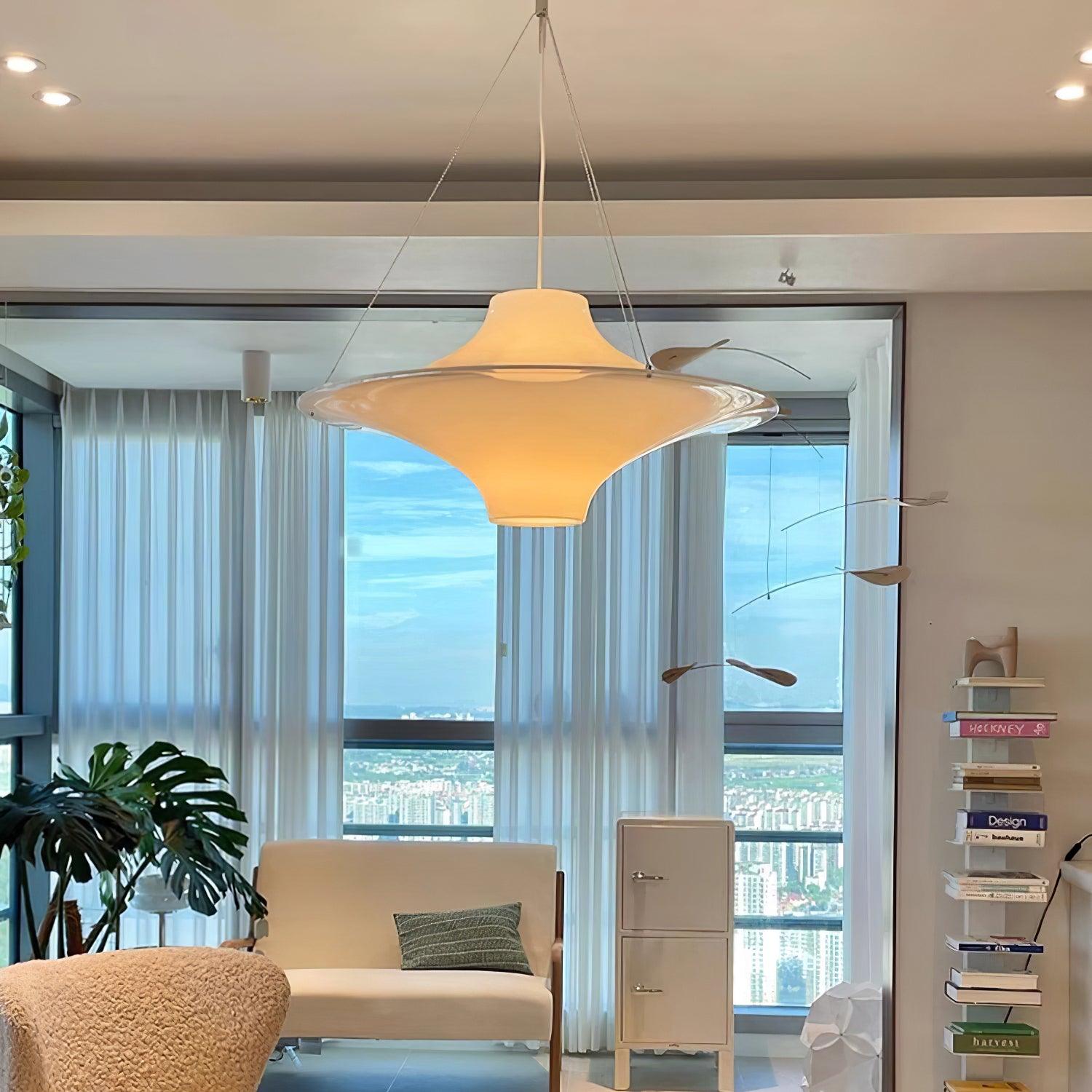 Solara Lampe suspendue en acrylique en forme d'OVNI pour salon contemporain