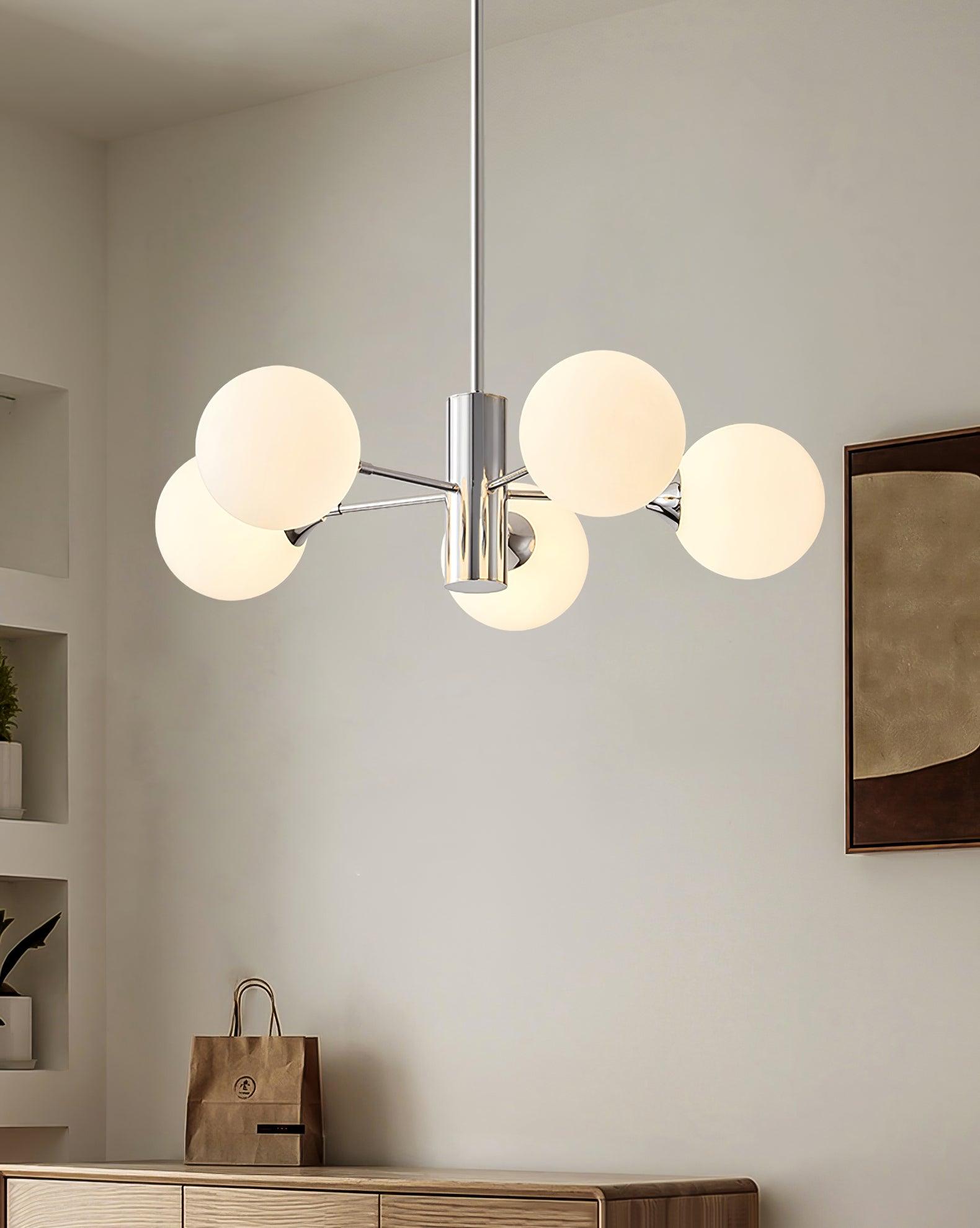 Lustra Lustre Globe en Verre Chromé