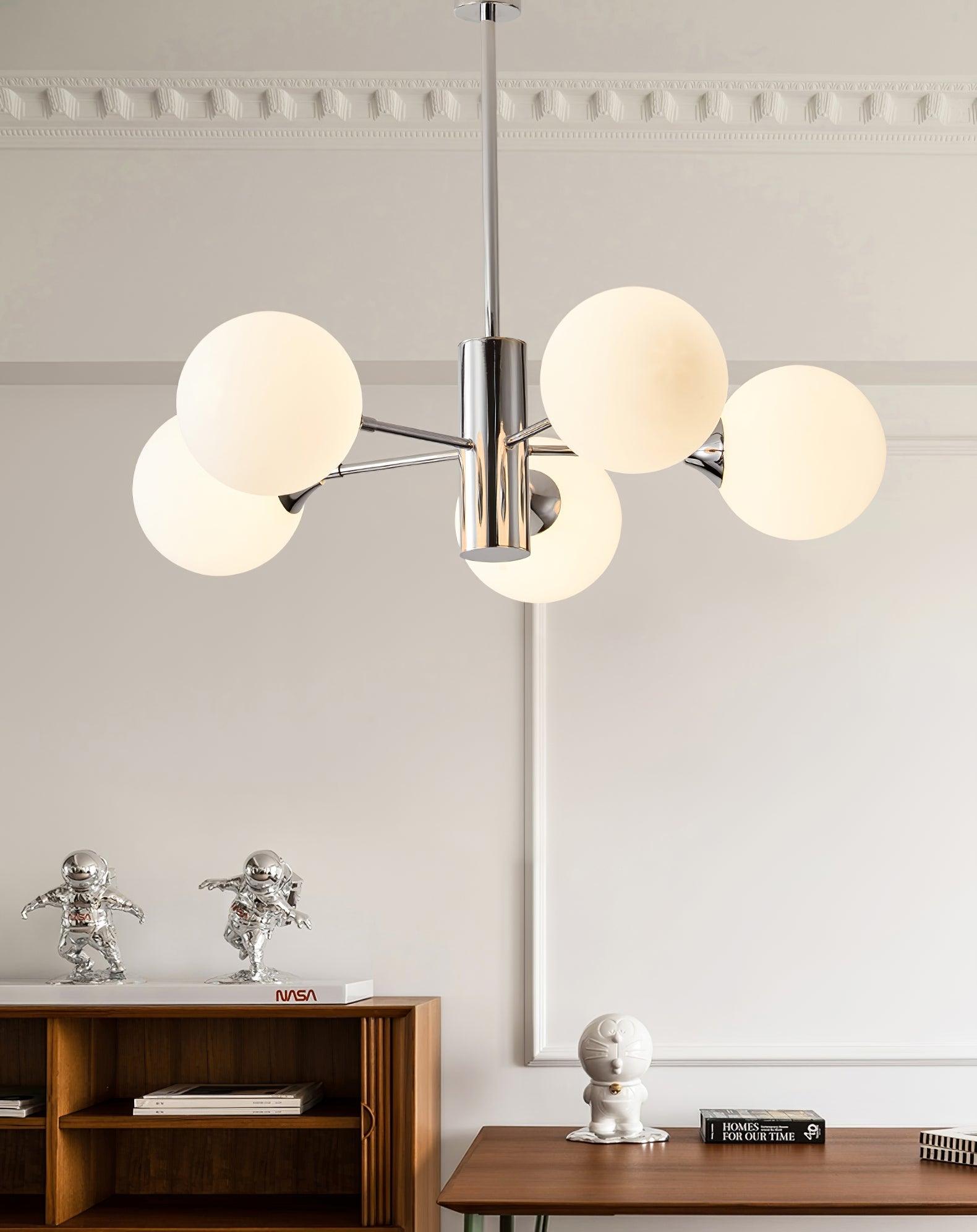 Lustra Lustre Globe en Verre Chromé