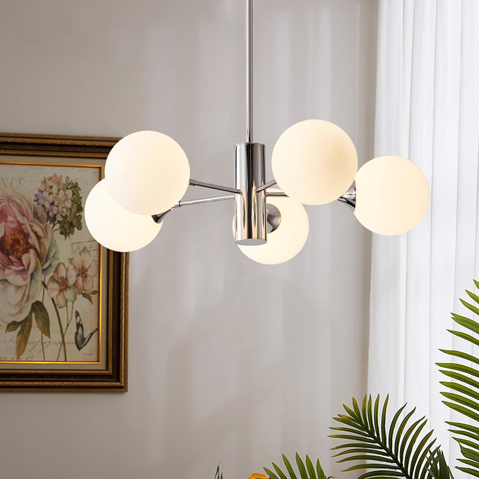 Lustra Lustre Globe en Verre Chromé