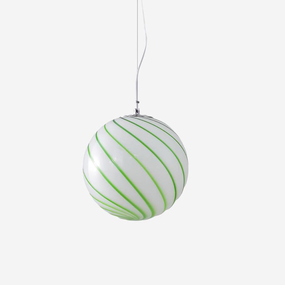 Zepin Suspension lumineuse en verre avec rayures vertes tourbillonnantes