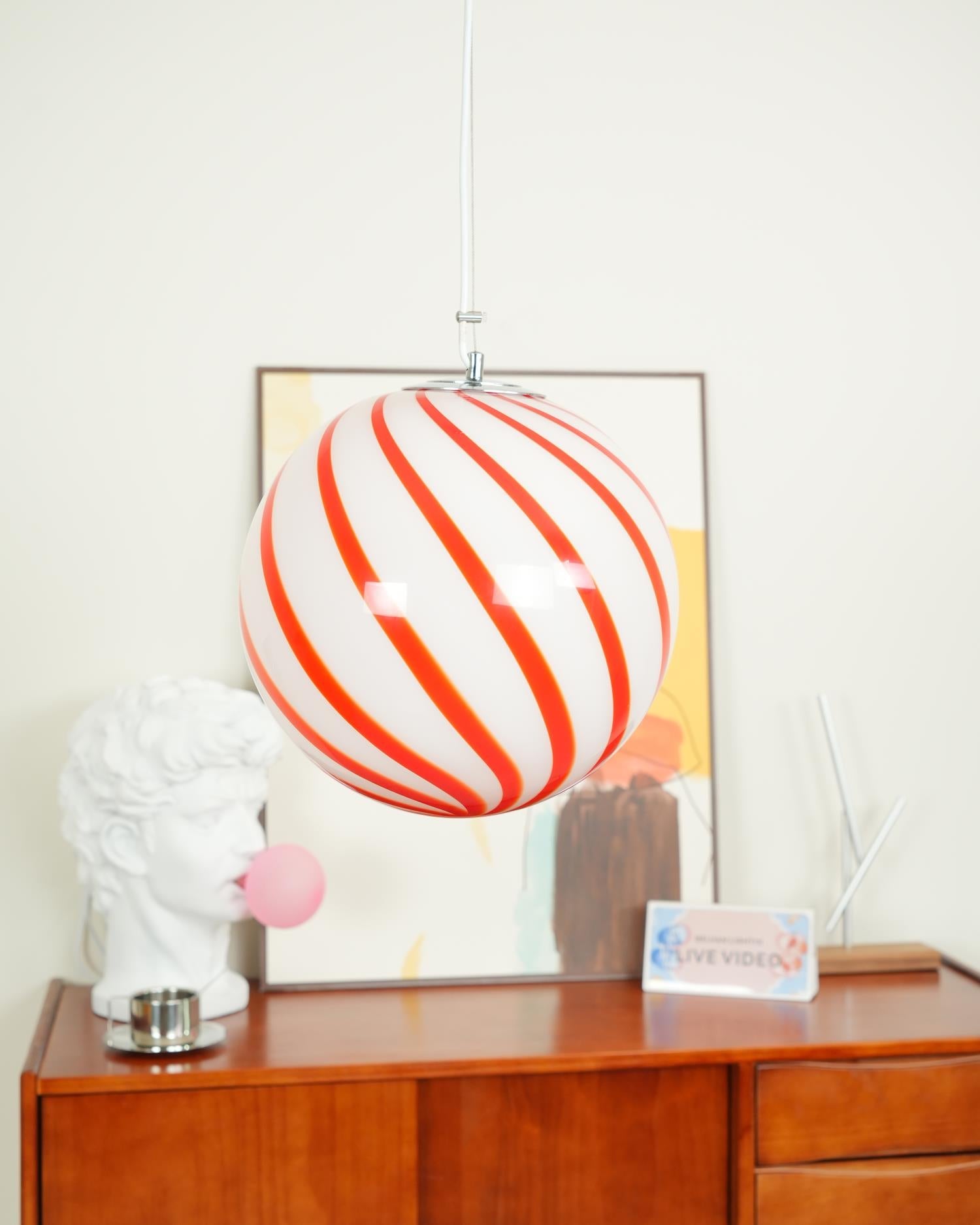 Zepin Suspension lumineuse en verre avec rayures vertes tourbillonnantes