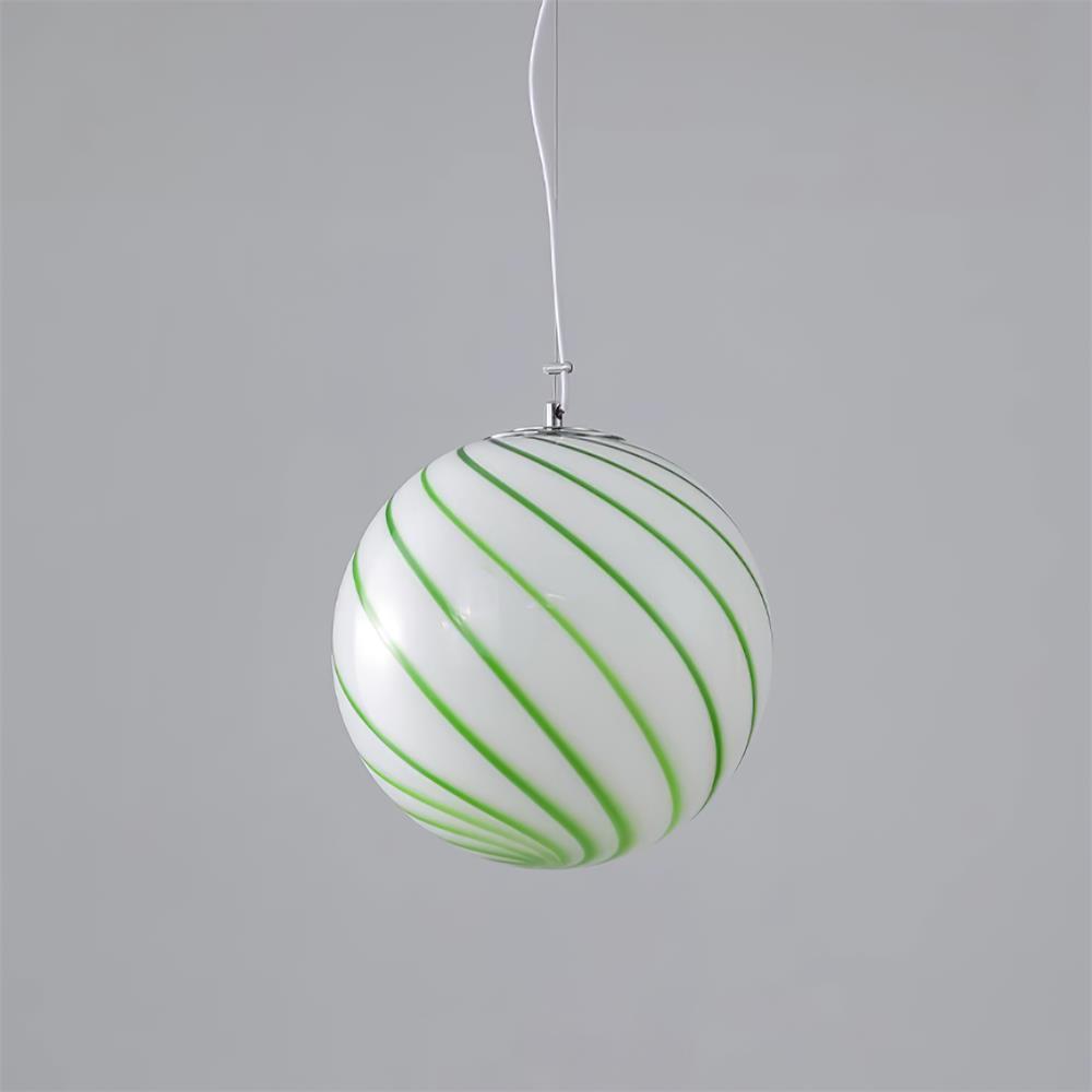 Zepin Suspension lumineuse en verre avec rayures vertes tourbillonnantes