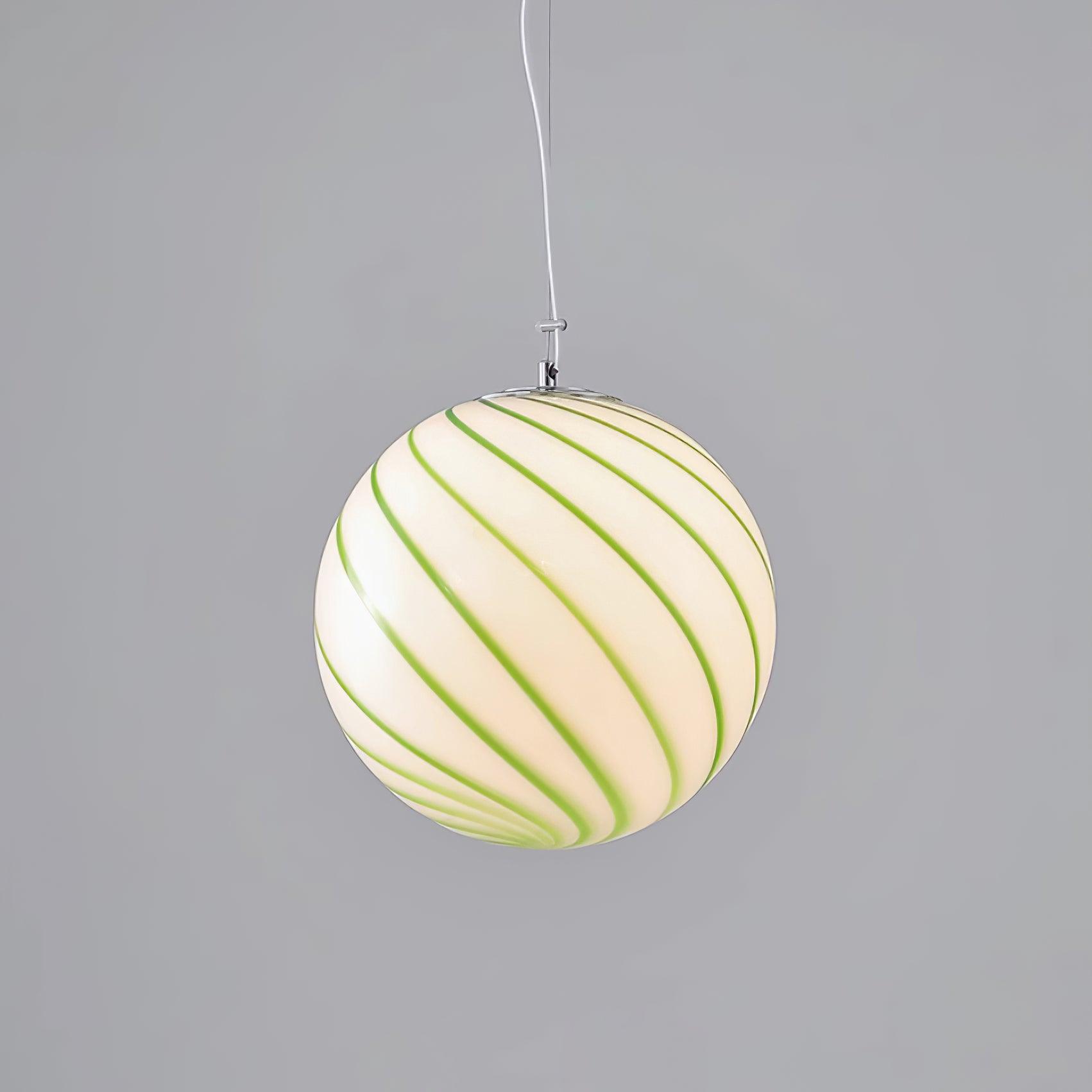 Zepin Suspension lumineuse en verre avec rayures vertes tourbillonnantes