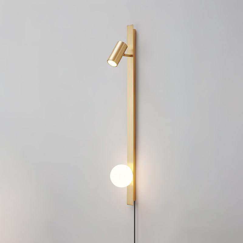 Evlaeiel Long Arm Plug-in Brass Glass Wall Light