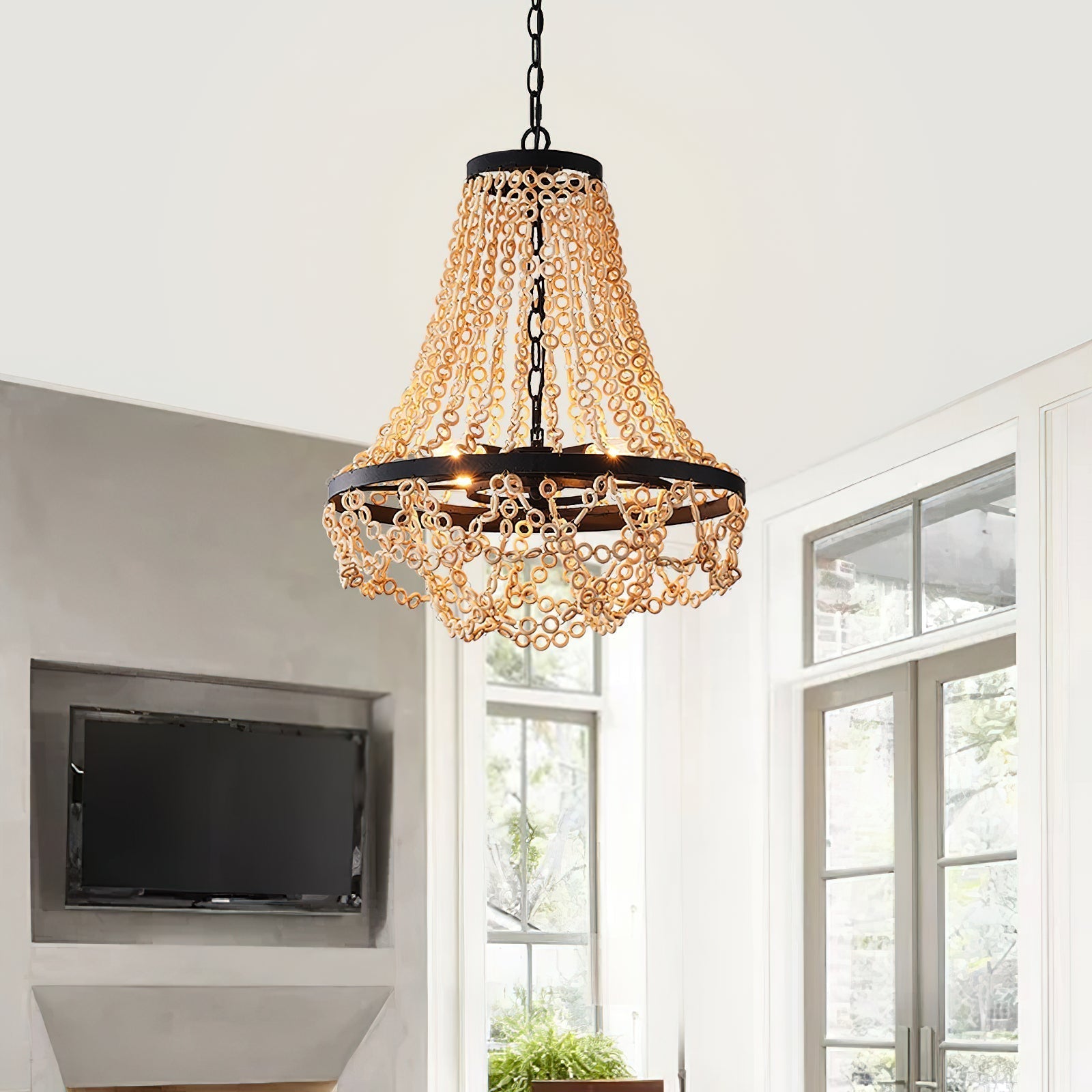 Vevyniel Lustre En Métal Et Bois De Luxe Postmoderne