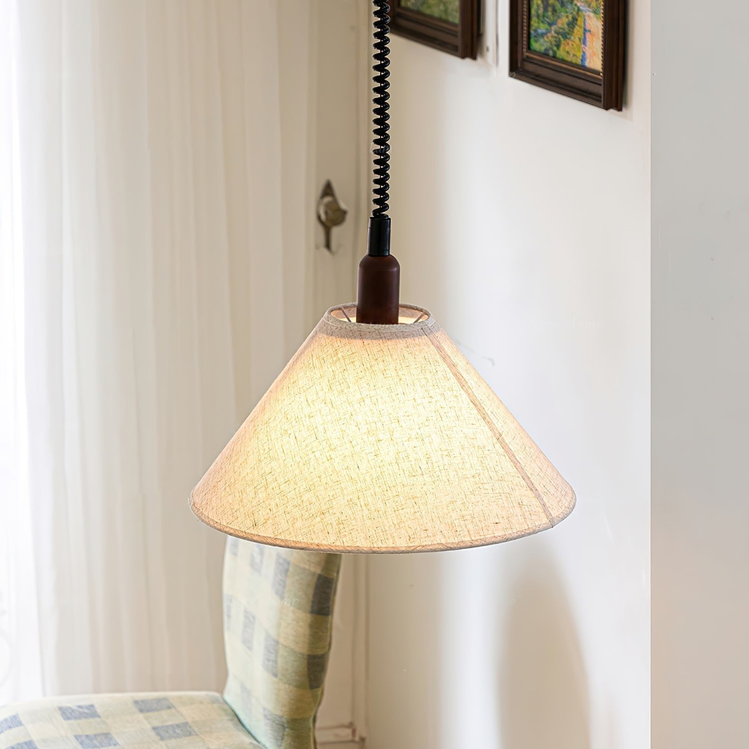 Alcaria Premium Nordic Art Tissu Bois Pendentif Lampe