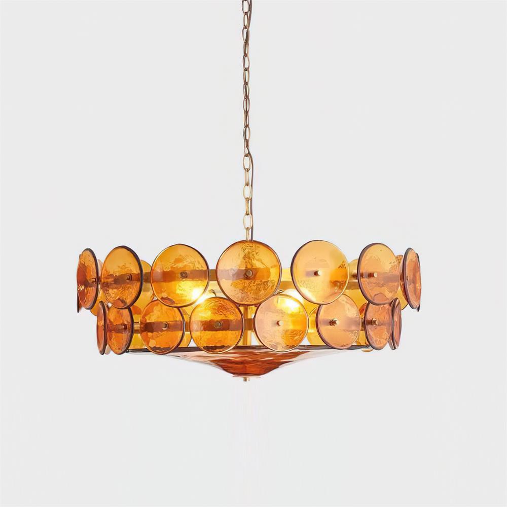 Ventilo Lustre Moderne en Verre Ambre