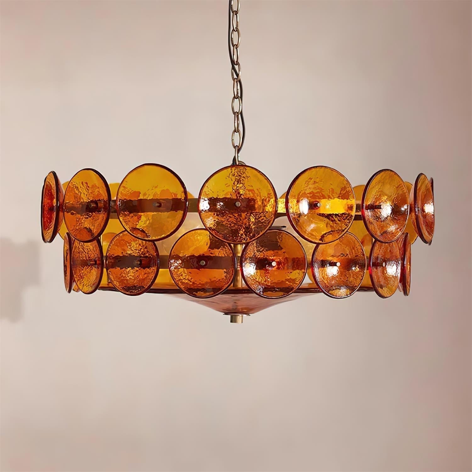 Ventilo Lustre Moderne en Verre Ambre