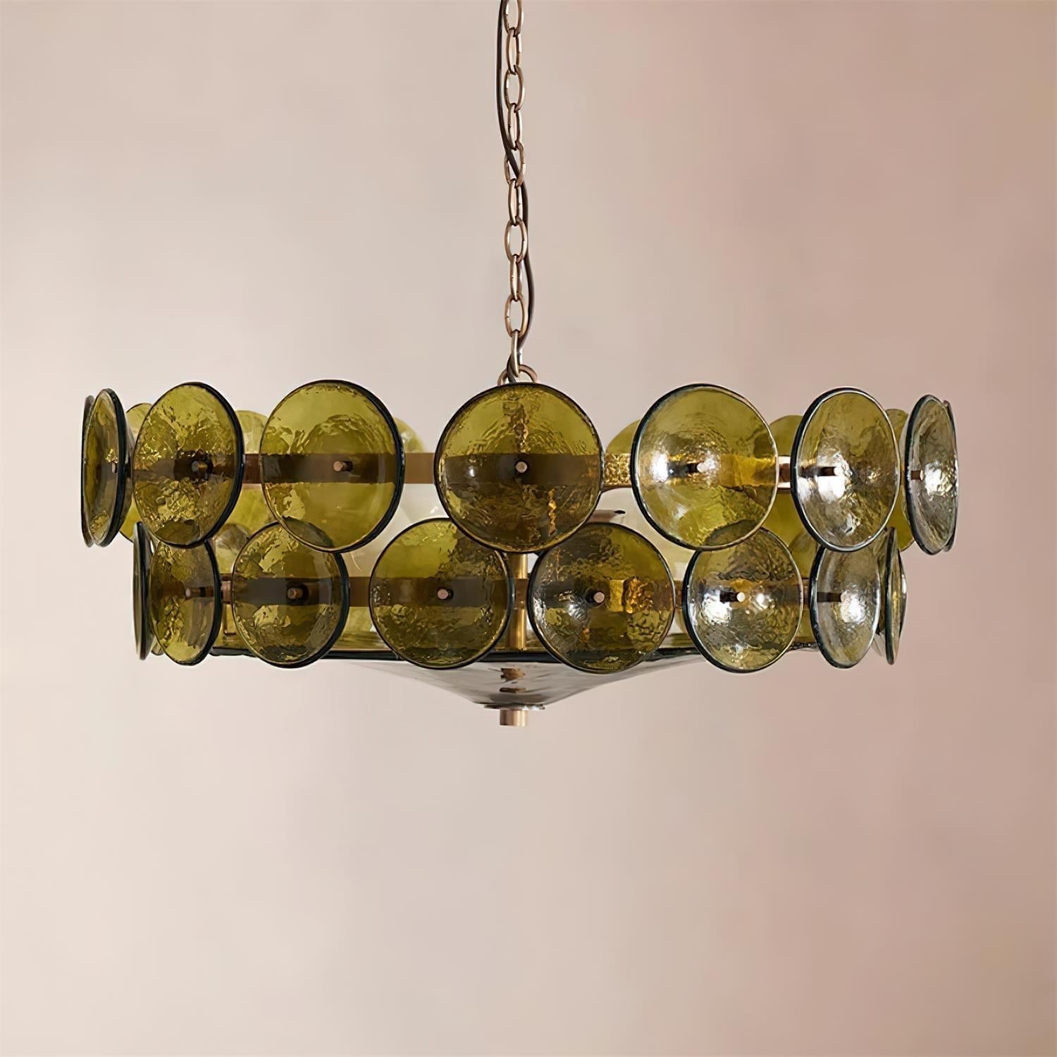 Ventilo Lustre Moderne en Verre Ambre