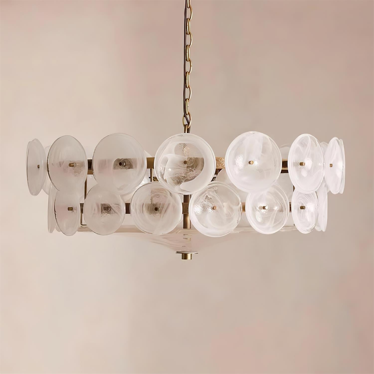 Ventilo Lustre Moderne en Verre Ambre