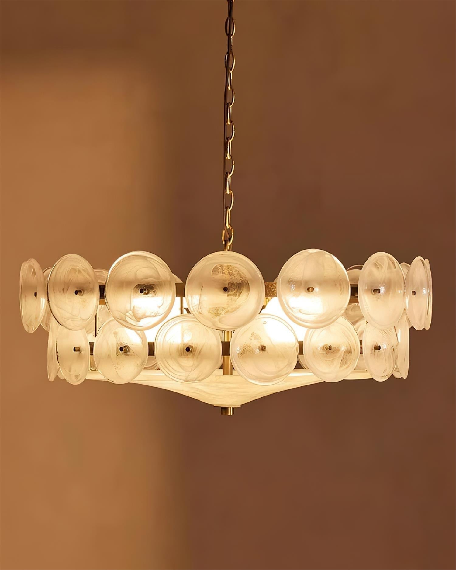 Ventilo Lustre Moderne en Verre Ambre