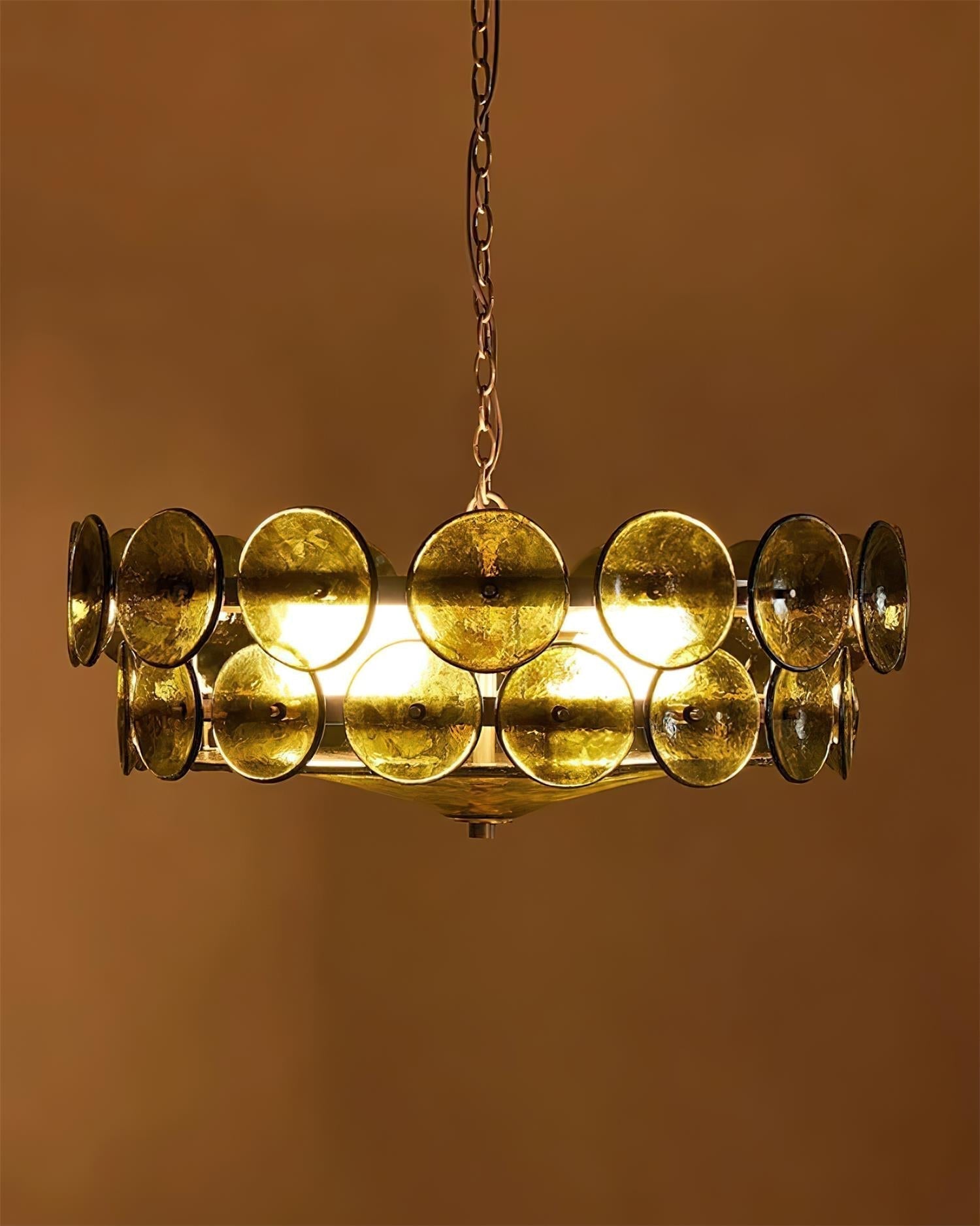 Ventilo Lustre Moderne en Verre Ambre