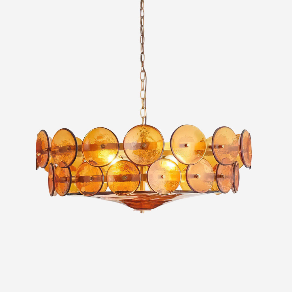 Ventilo Lustre Moderne en Verre Ambre