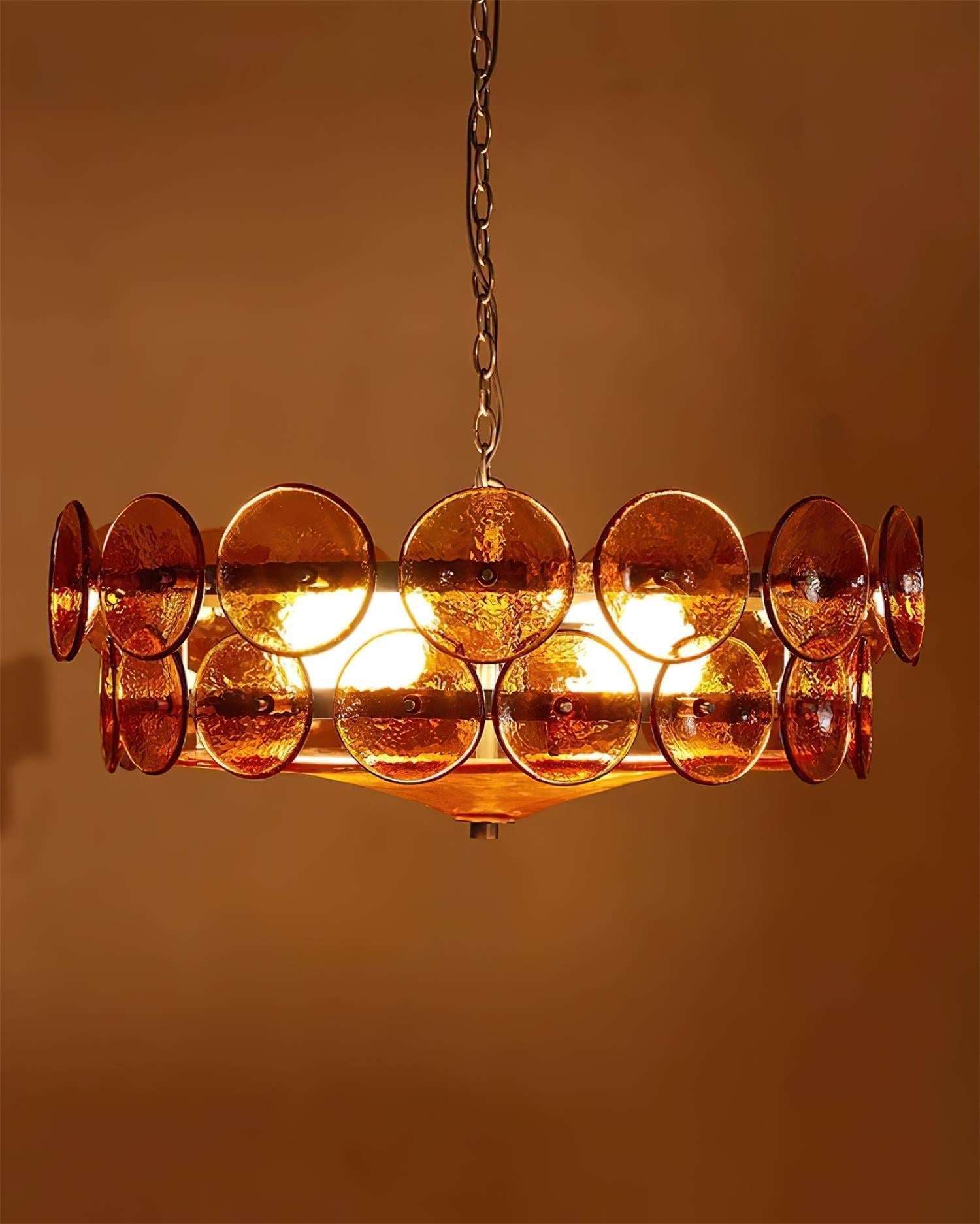 Ventilo Lustre Moderne en Verre Ambre