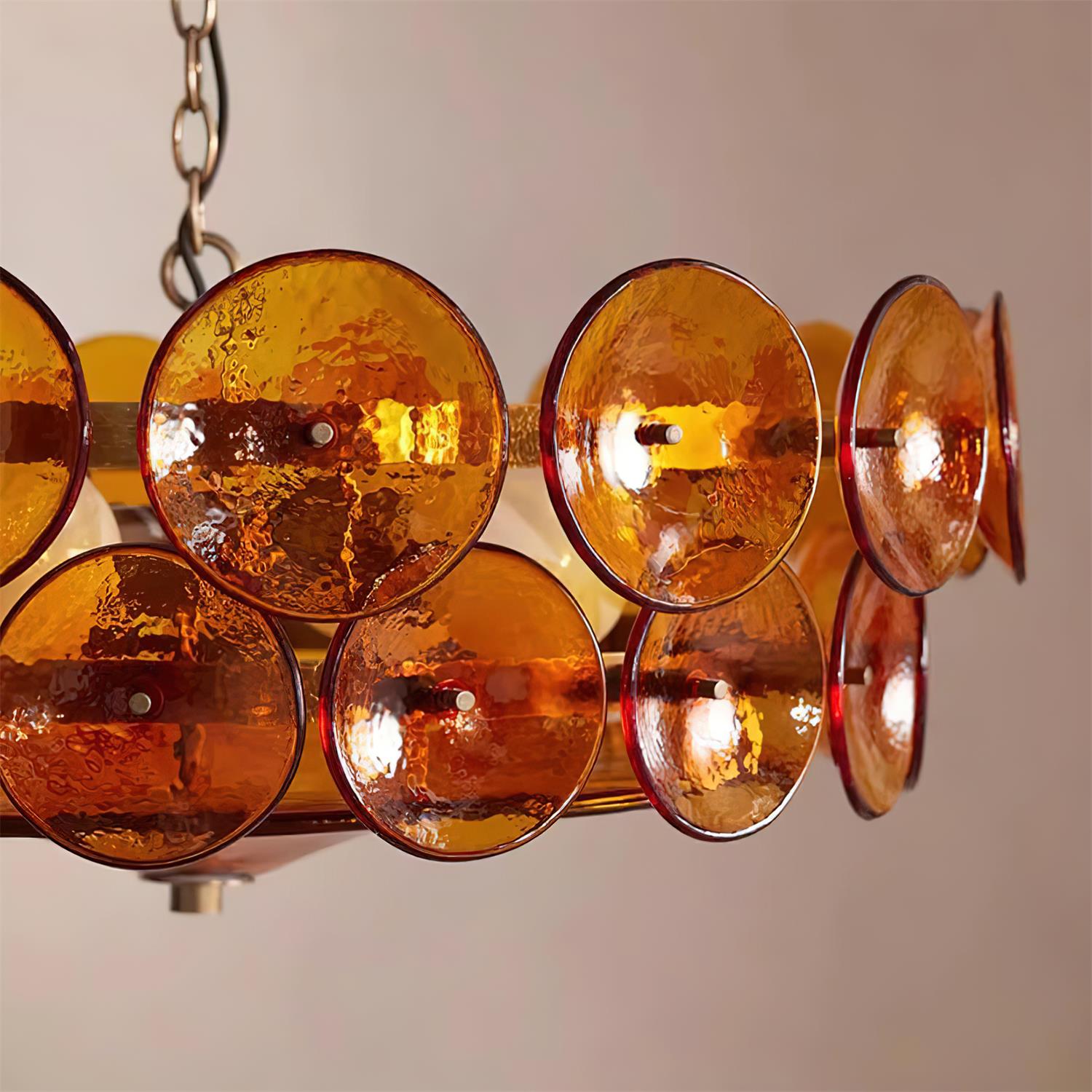 Ventilo Lustre Moderne en Verre Ambre