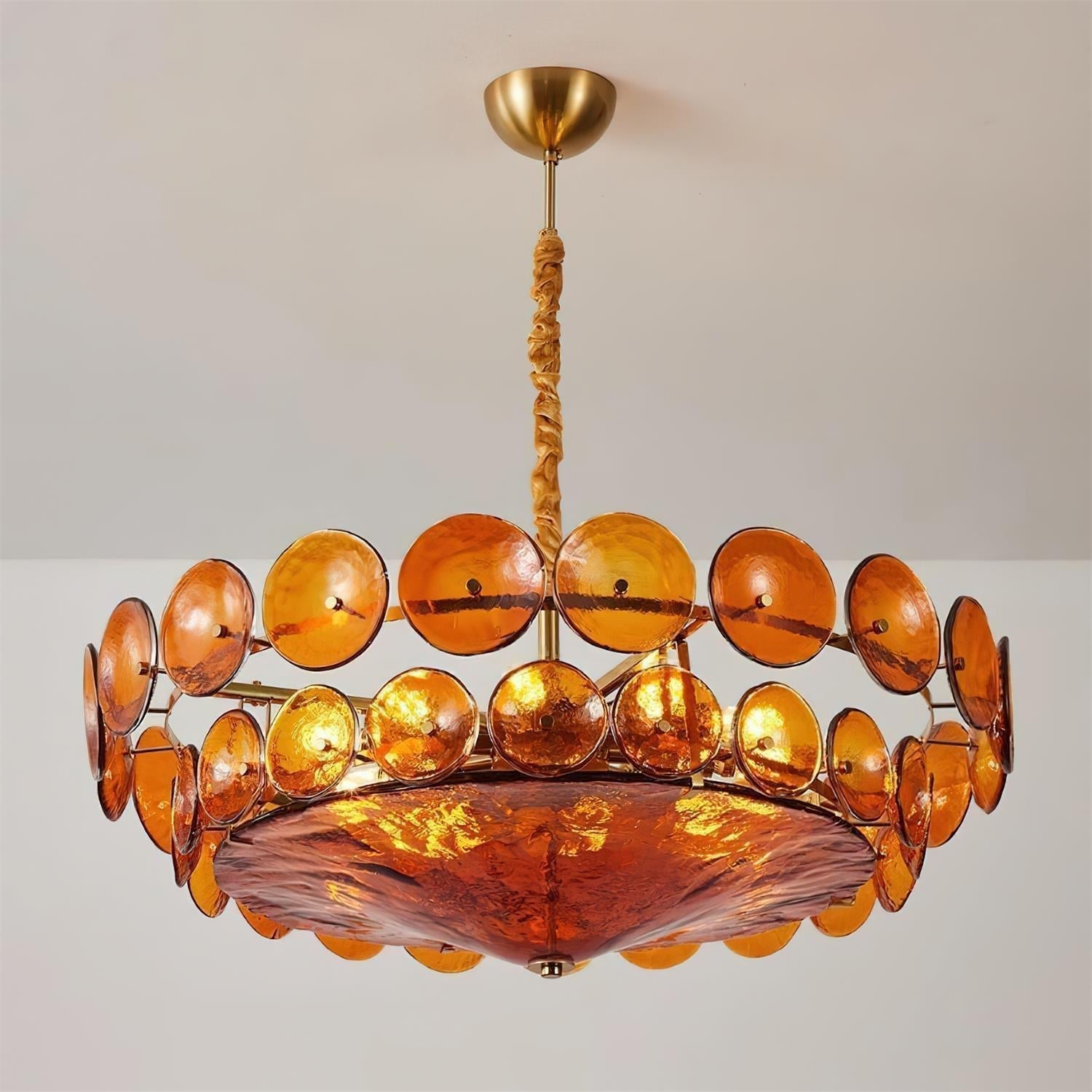 Ventilo Lustre Moderne en Verre Ambre