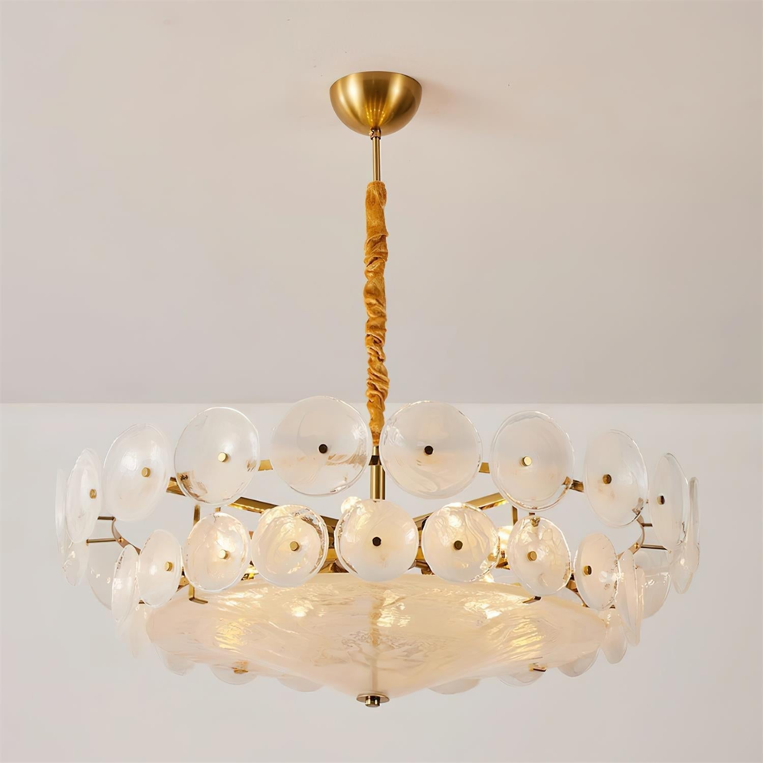 Ventilo Lustre Moderne en Verre Ambre