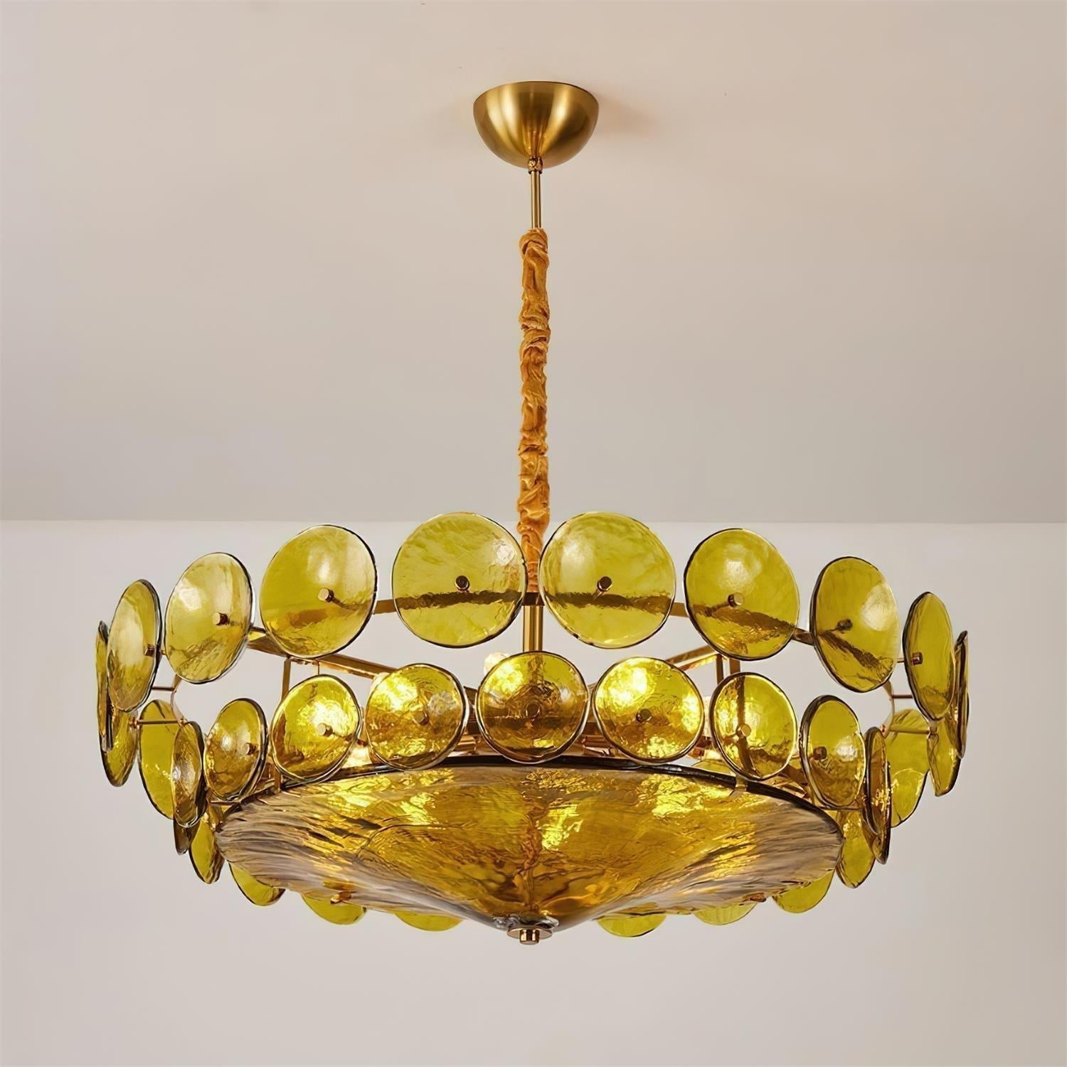 Ventilo Lustre Moderne en Verre Ambre