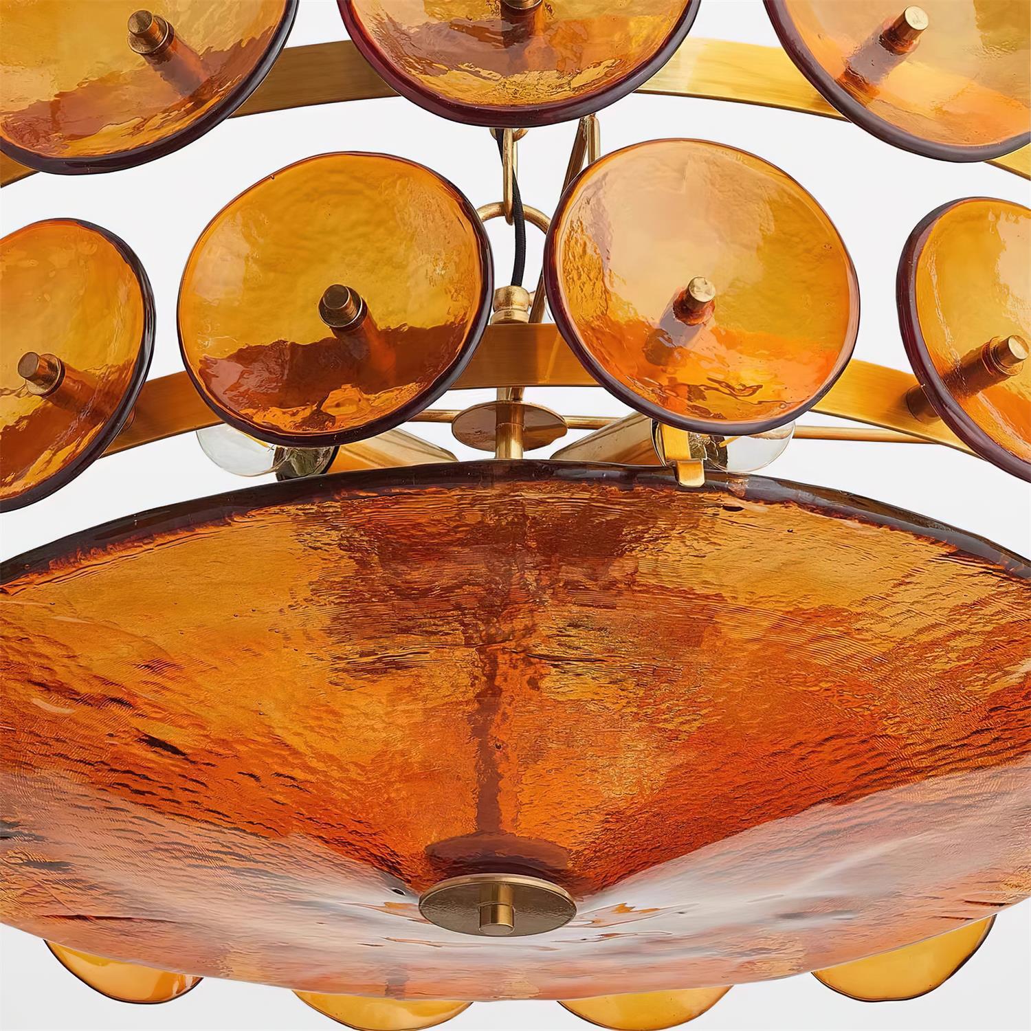Ventilo Lustre Moderne en Verre Ambre
