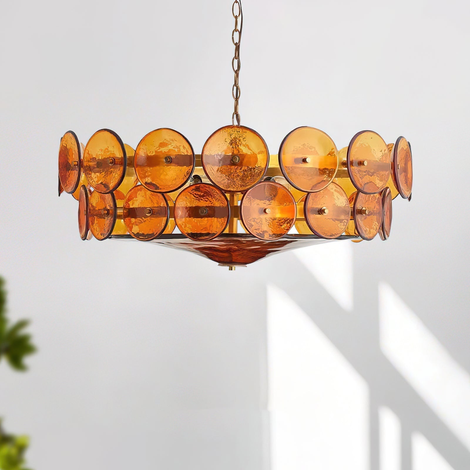 Ventilo Lustre Moderne en Verre Ambre
