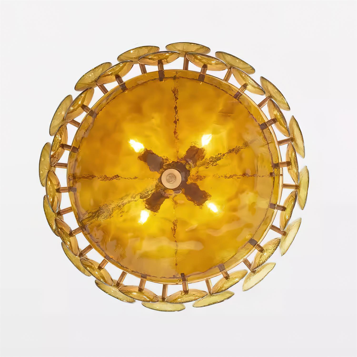 Ventilo Lustre Moderne en Verre Ambre