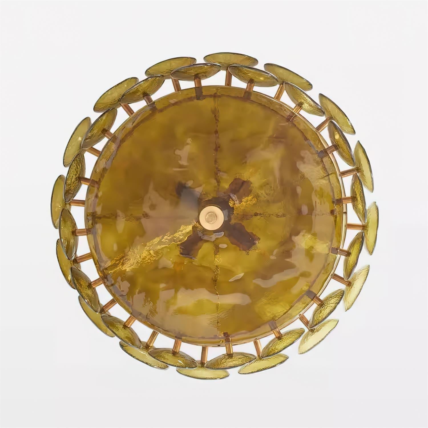 Ventilo Lustre Moderne en Verre Ambre