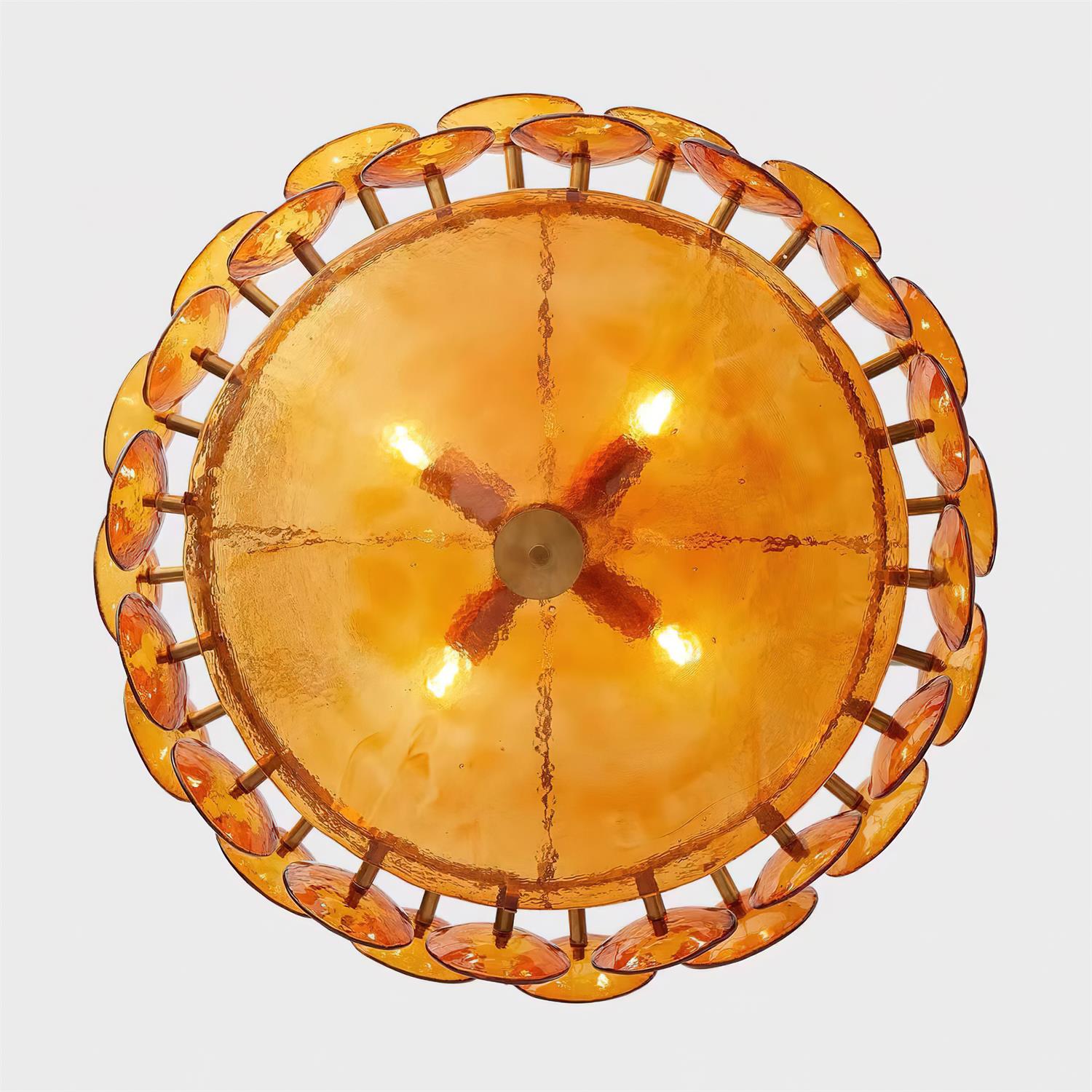 Ventilo Lustre Moderne en Verre Ambre