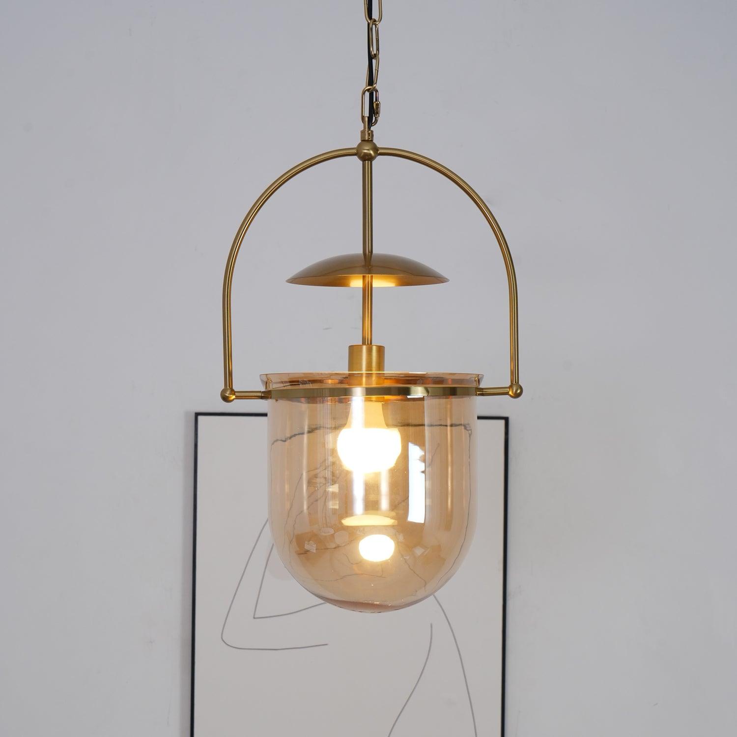 Lustra Suspension en Verre et Laiton Vintage