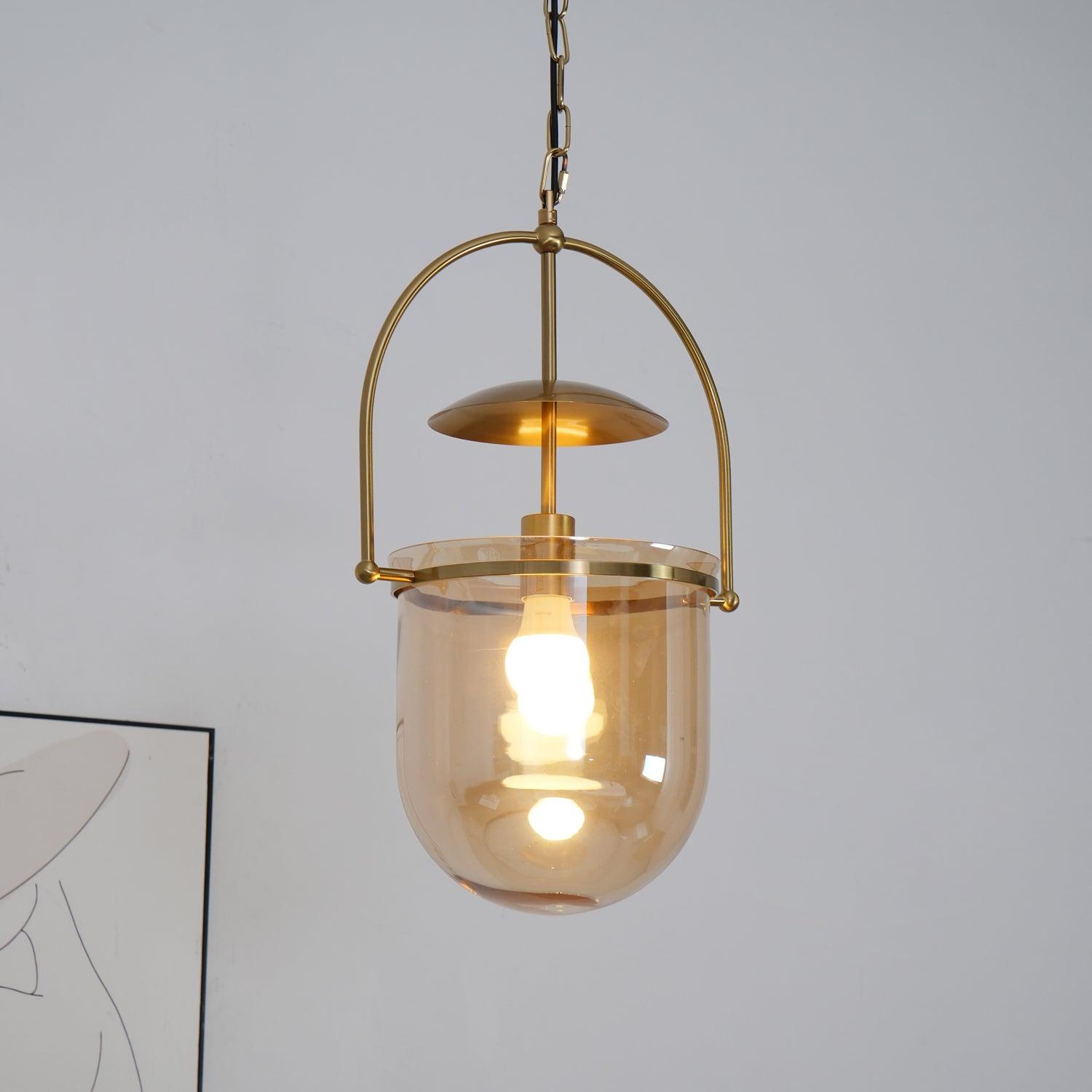 Lustra Suspension en Verre et Laiton Vintage