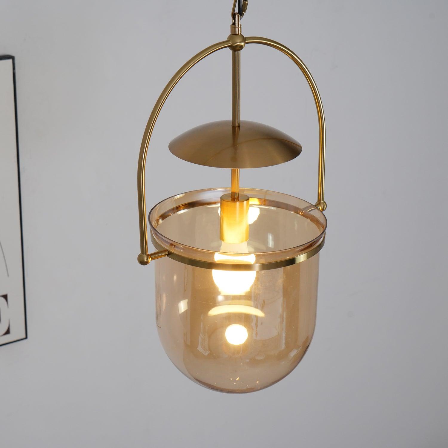 Lustra Suspension en Verre et Laiton Vintage