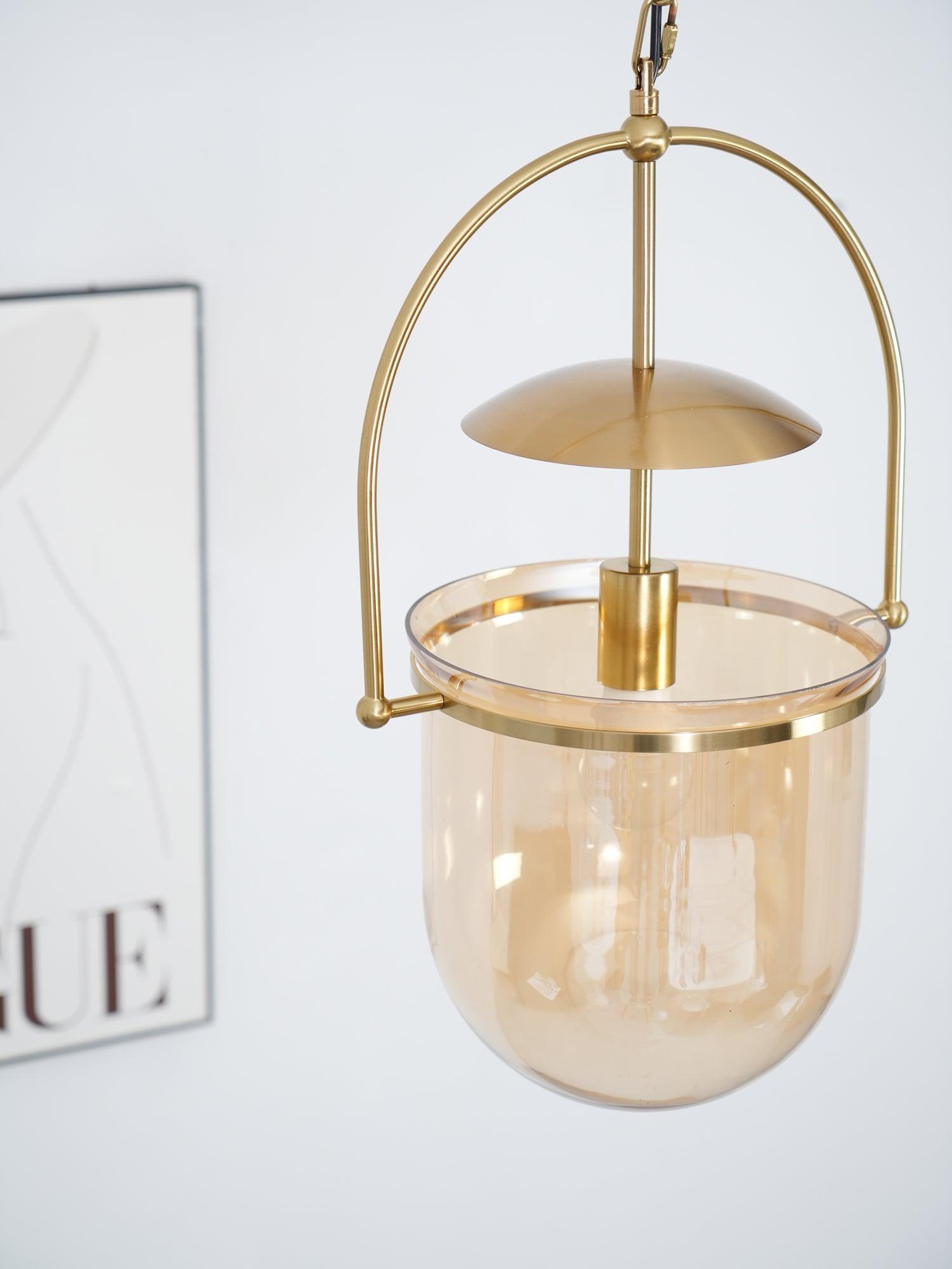 Lustra Suspension en Verre et Laiton Vintage