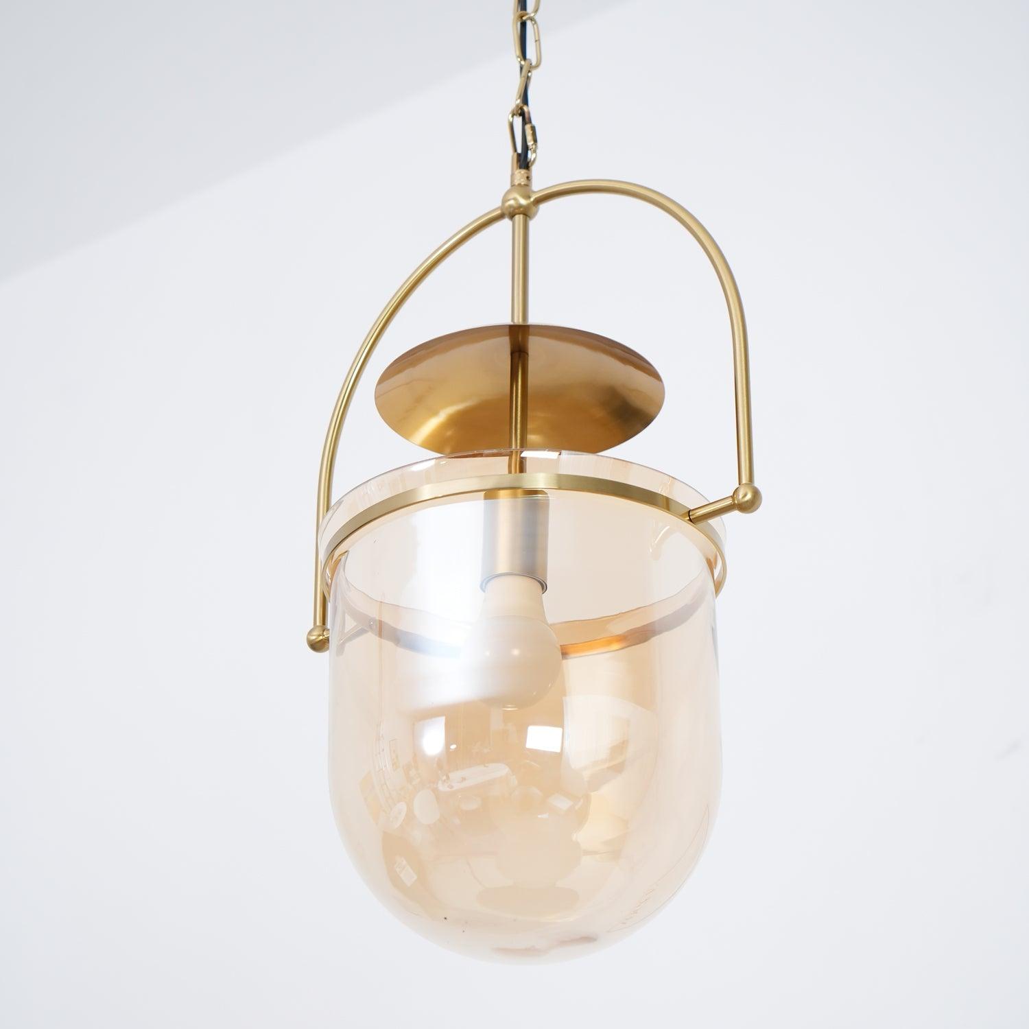 Lustra Suspension en Verre et Laiton Vintage