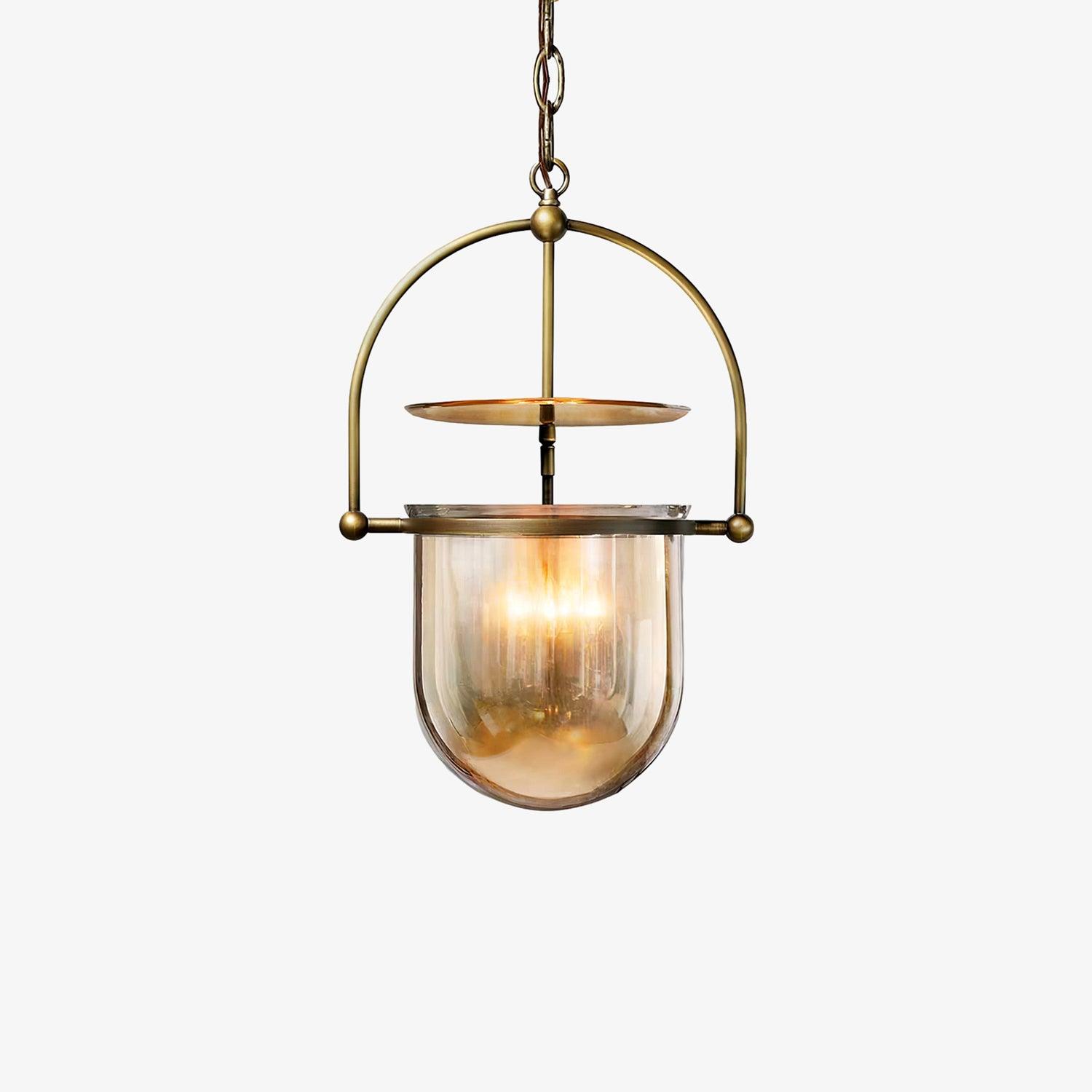 Lustra Suspension en Verre et Laiton Vintage