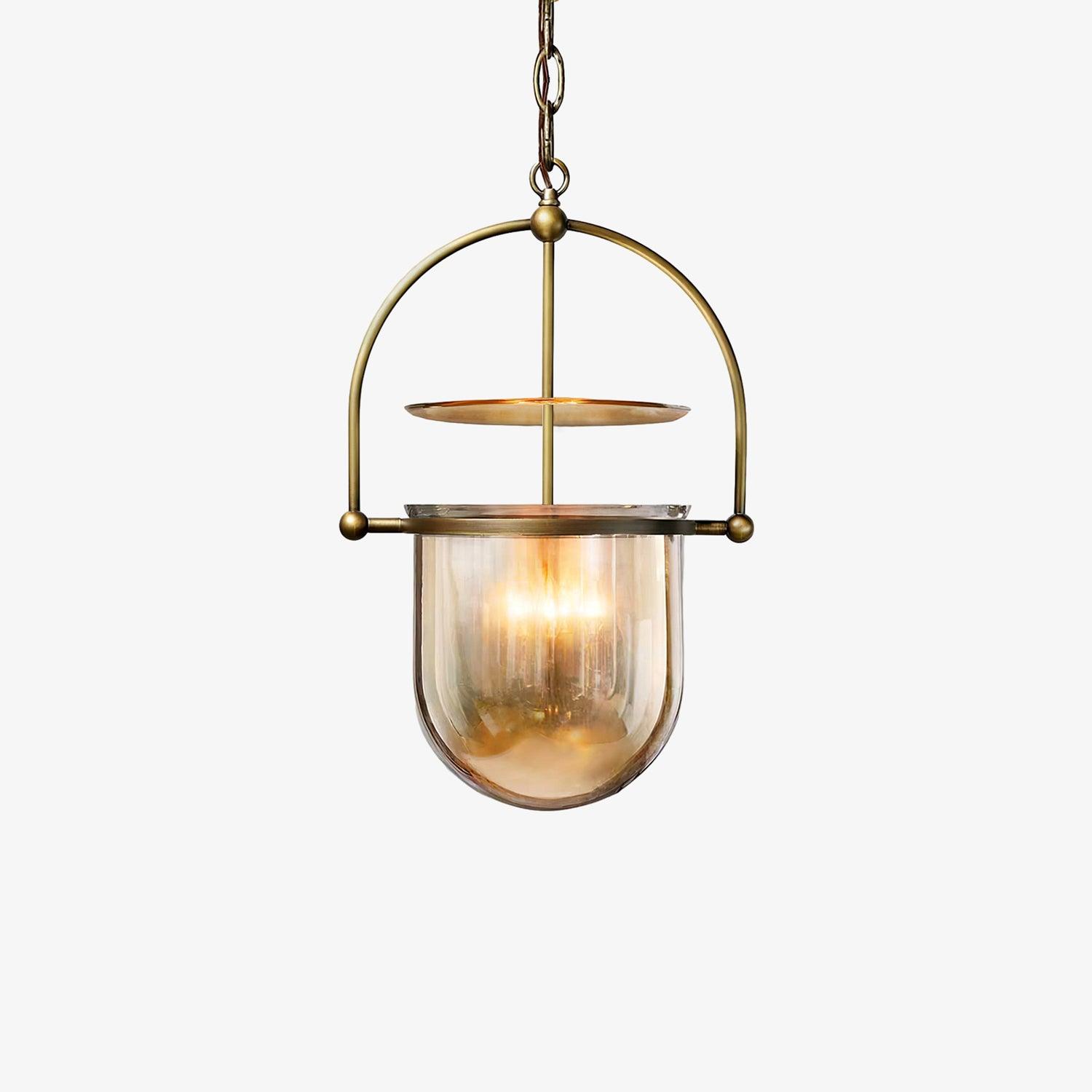 Lustra Suspension en Verre et Laiton Vintage