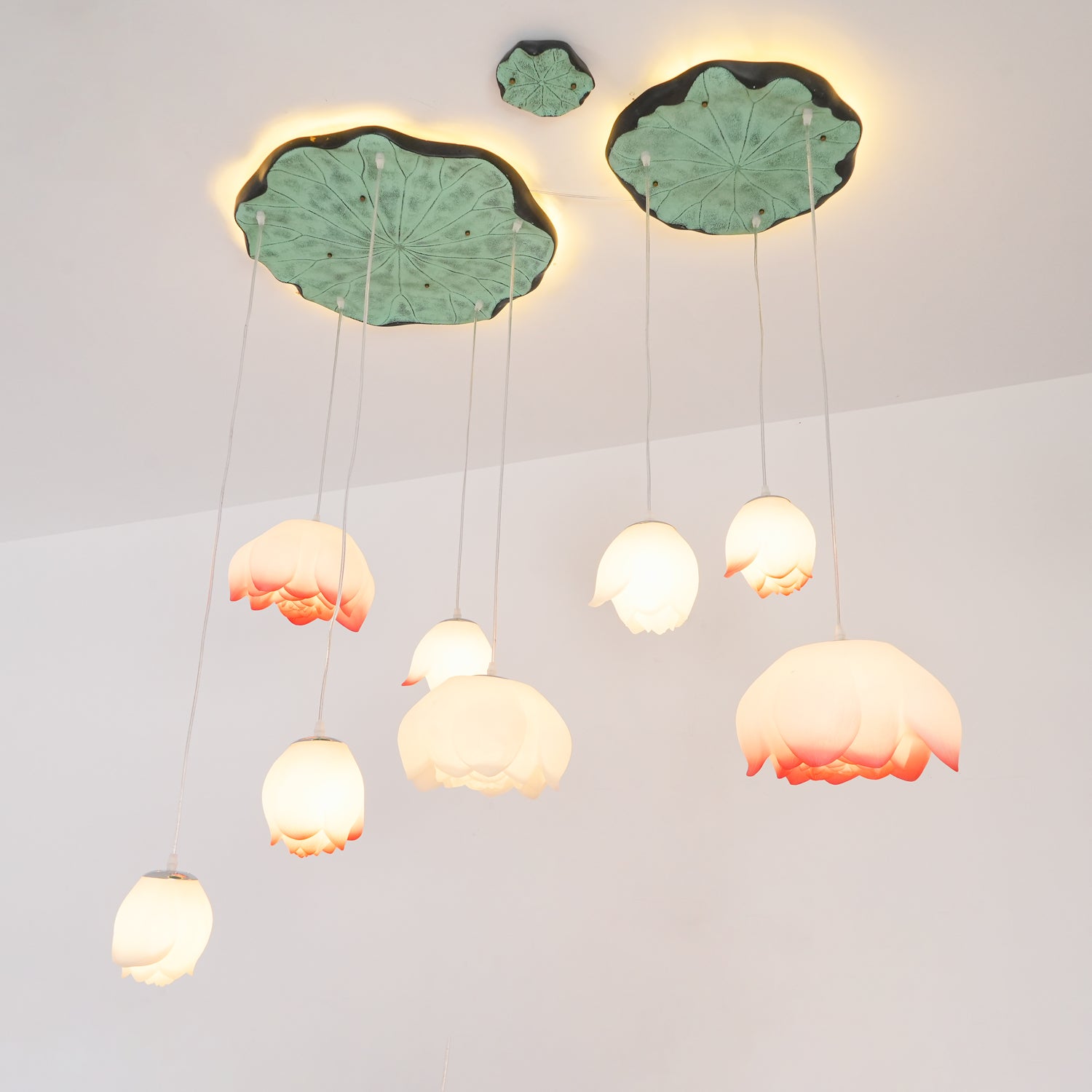 Lustra Suspension 7 Lumières Rose Blanc