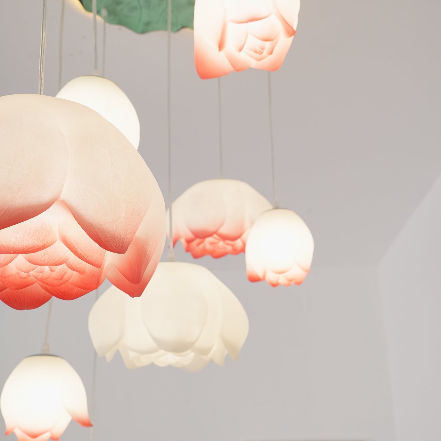Lustra Suspension 7 Lumières Rose Blanc