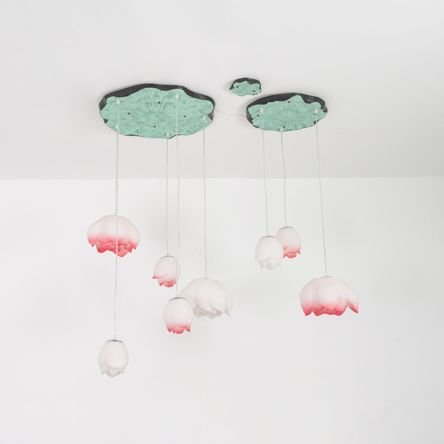 Lustra Suspension 7 Lumières Rose Blanc