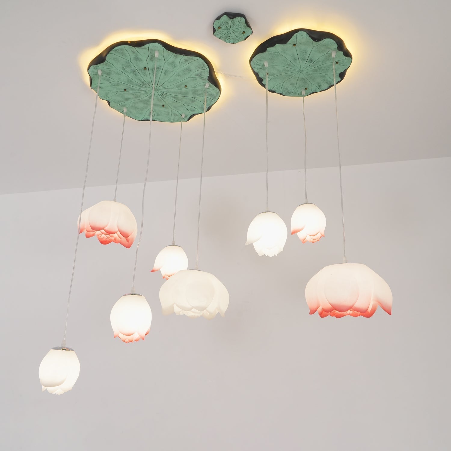 Lustra Suspension 7 Lumières Rose Blanc