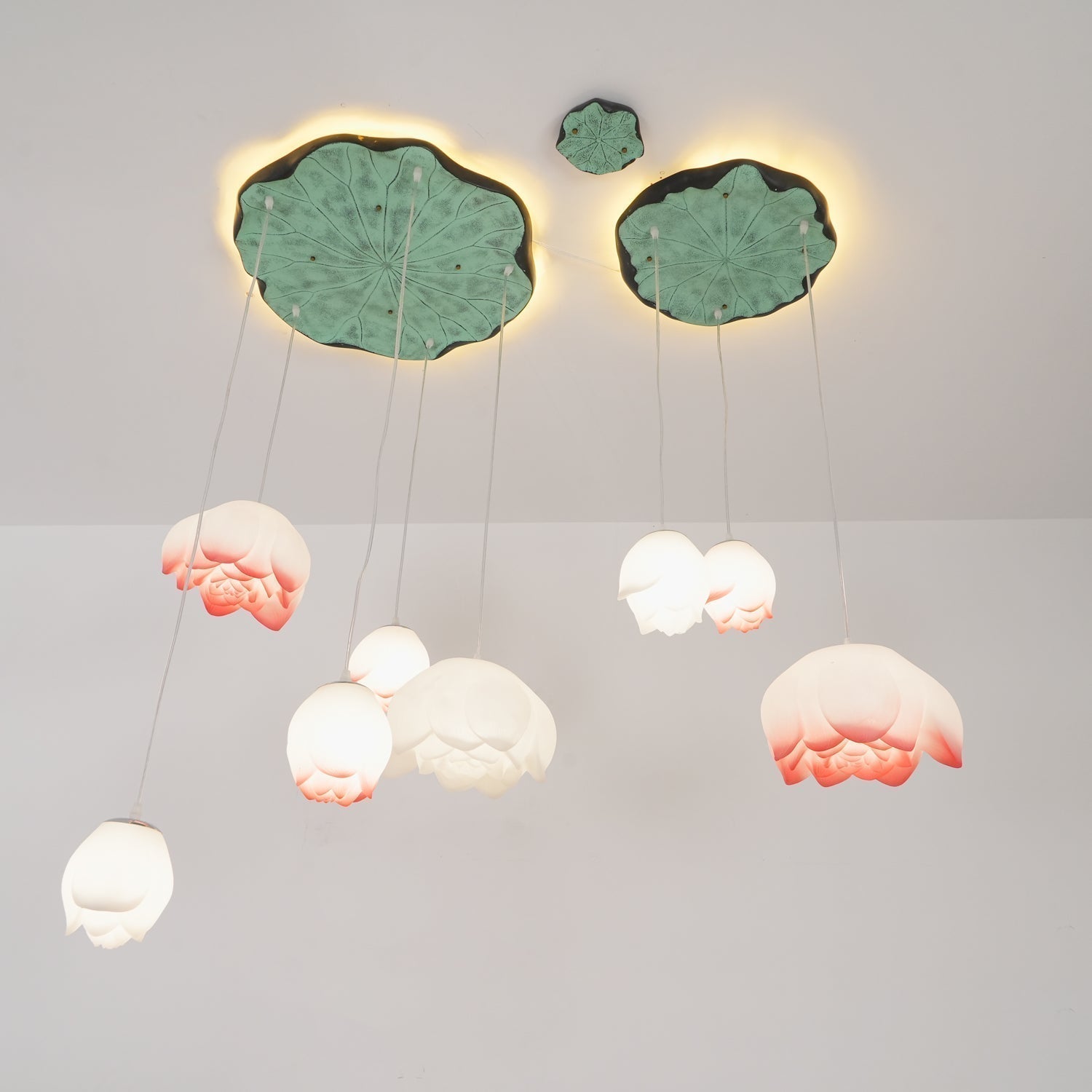 Lustra Suspension 7 Lumières Rose Blanc
