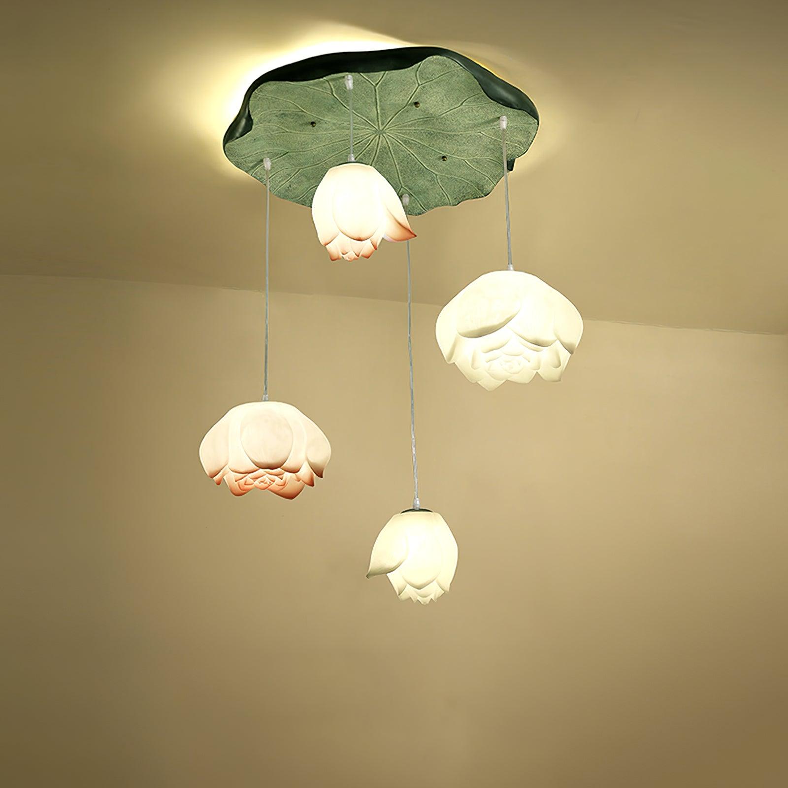 Lustra Suspension 7 Lumières Rose Blanc