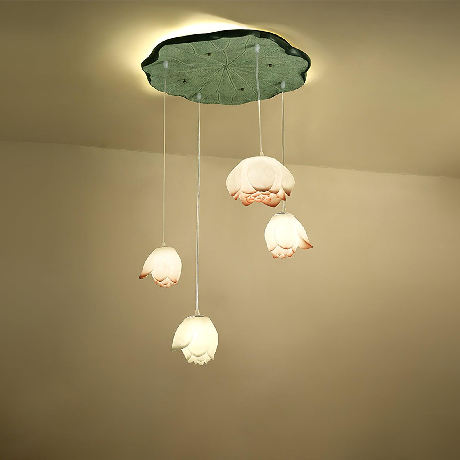 Lustra Suspension 7 Lumières Rose Blanc