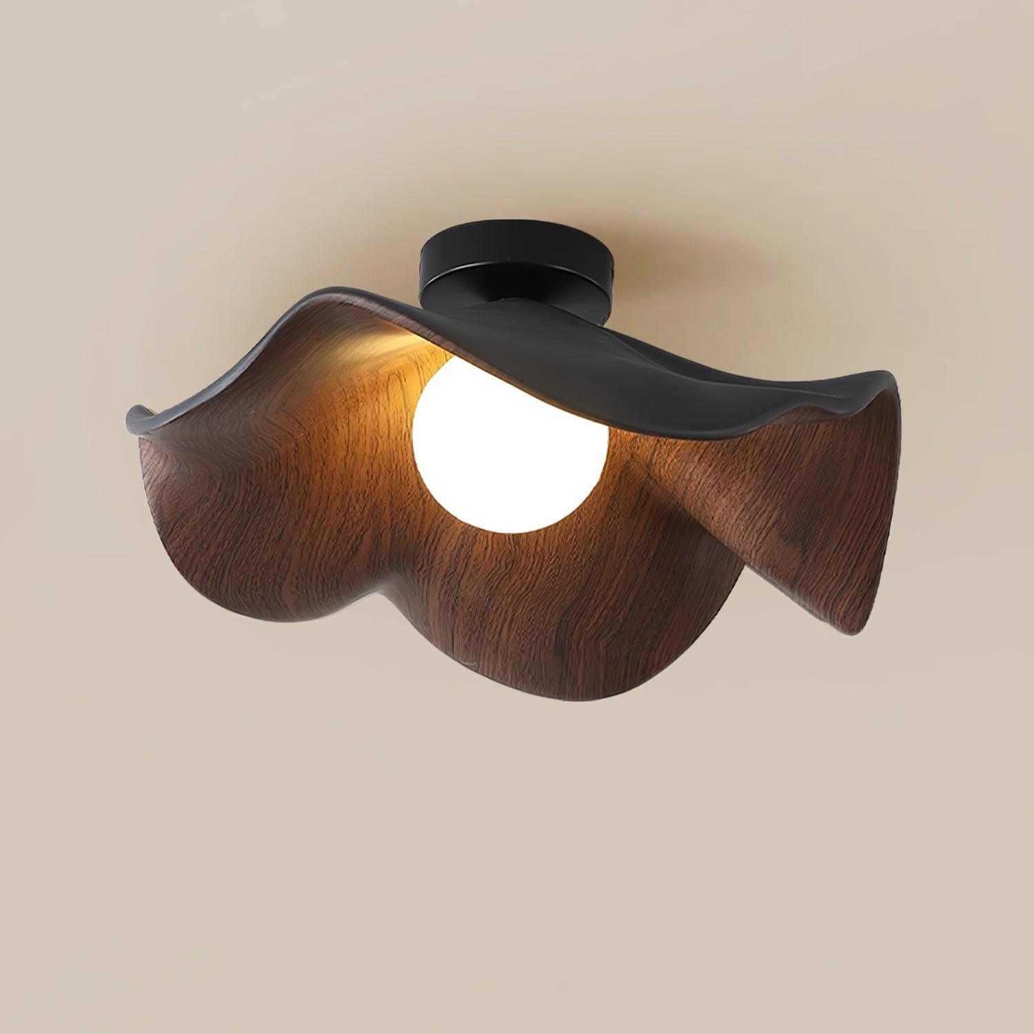 Solara Plafonnier Feuille de Lotus avec finition bois et blanc